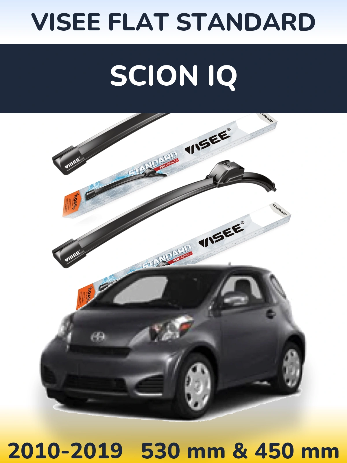 Комплект передніх щіток VISEE FLAT STANDARD 530 & 450 мм для Scion iQ 2010-2019