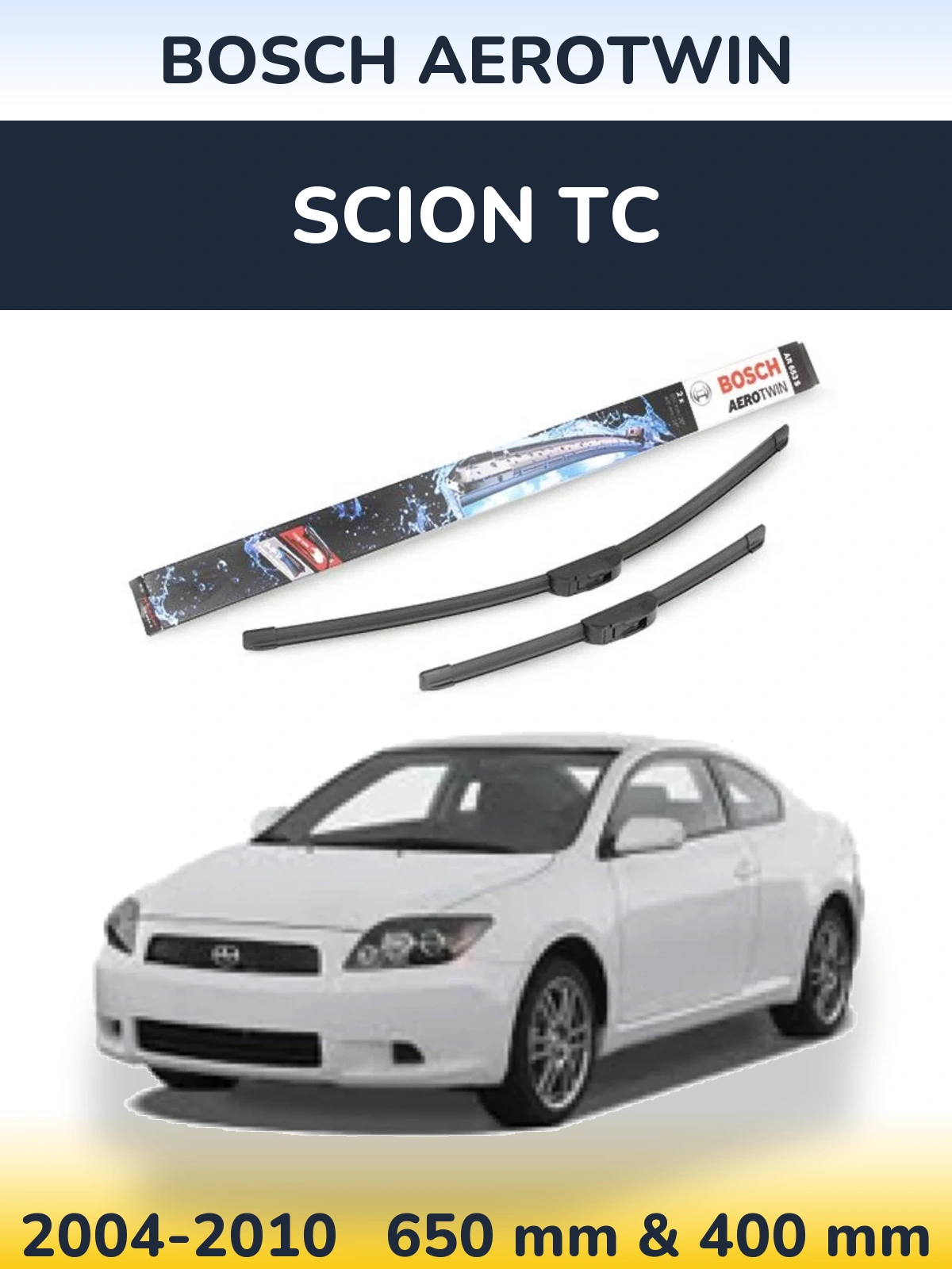 Комплект передних дворников BOSCH AeroTwin 650 & 400 мм для Scion tC 2004-2010