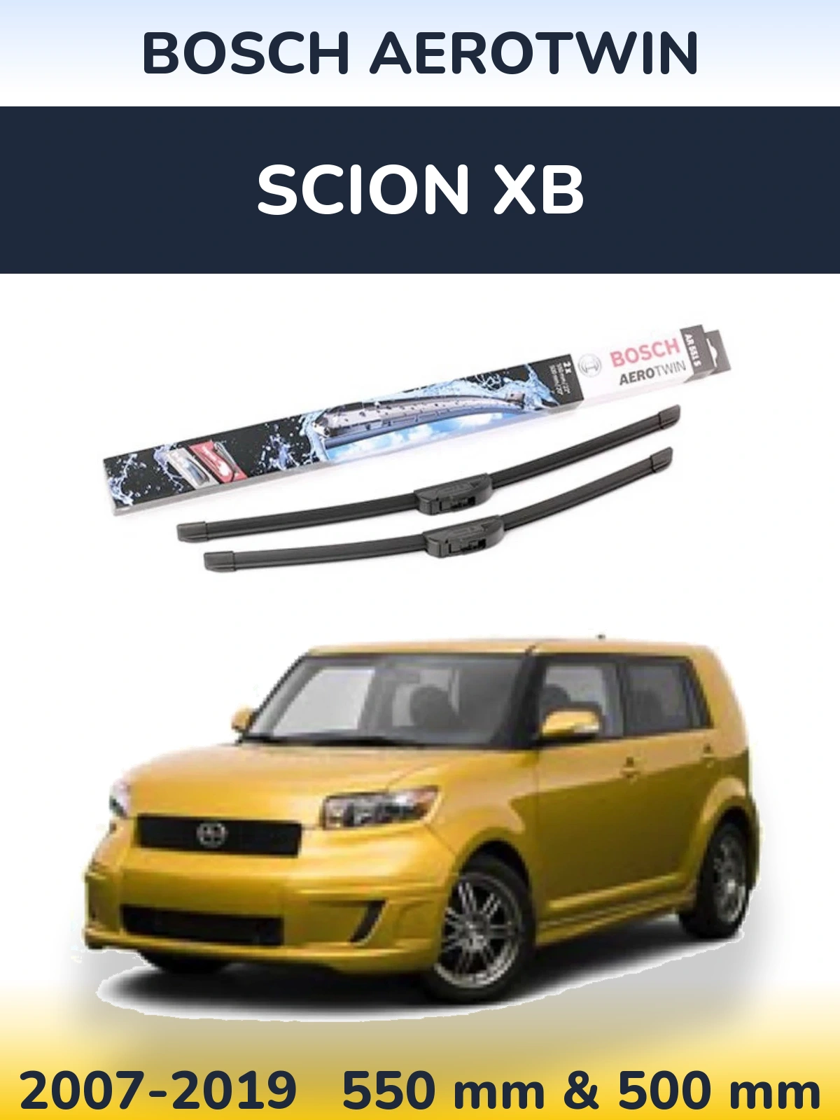 Комплект передних дворников BOSCH AeroTwin 550 & 500 мм для Scion xB 2007-2019