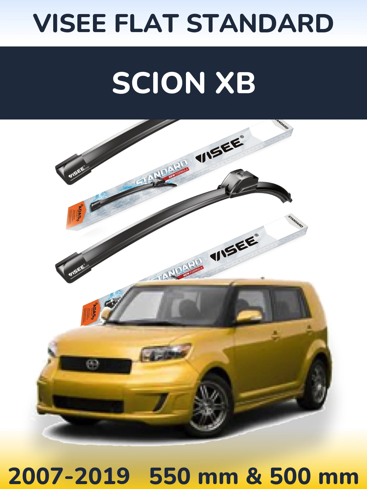 Комплект передних дворников VISEE FLAT STANDARD 550 & 500 мм для Scion xB 2007-2019