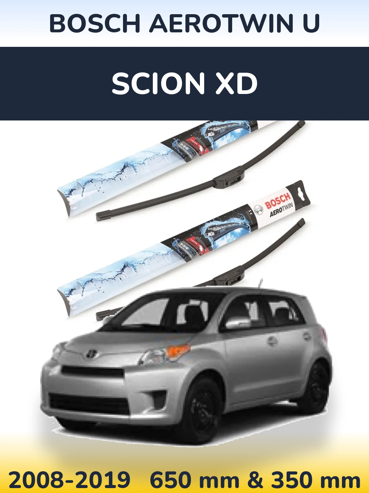 Комплект передніх щіток BOSCH AeroTwin U 650 & 350 мм для Scion xD 2008-2019