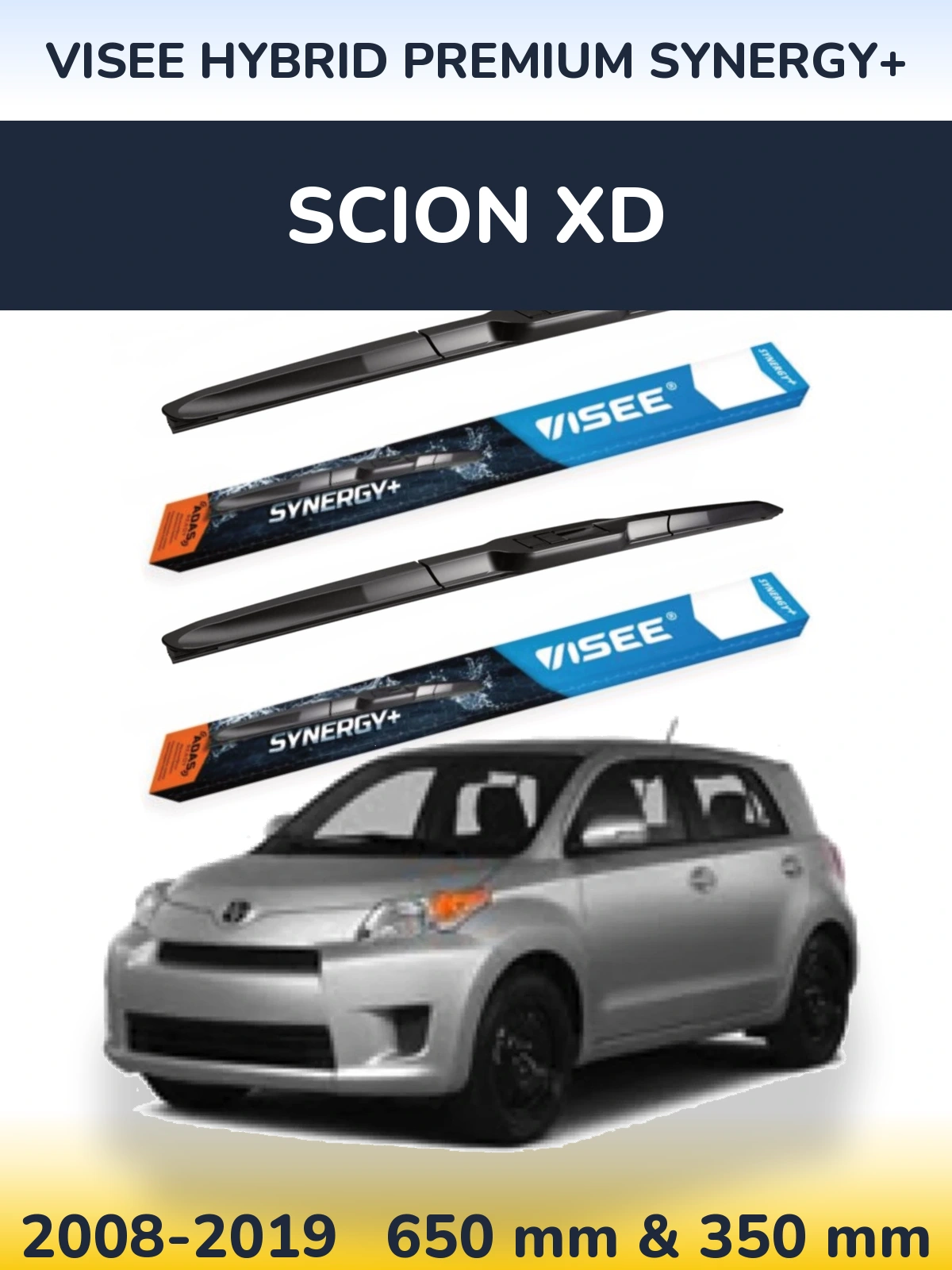 Комплект передних дворников VISEE HYBRID PREMIUM SYNERGY+ 650 & 350 мм для Scion xD 2008-2019