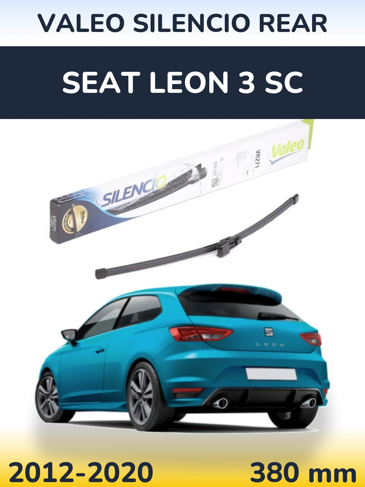 Rear wiper blade Valeo Silencio Rear 380 mm for SEAT Leon 3 SC 2012-2020