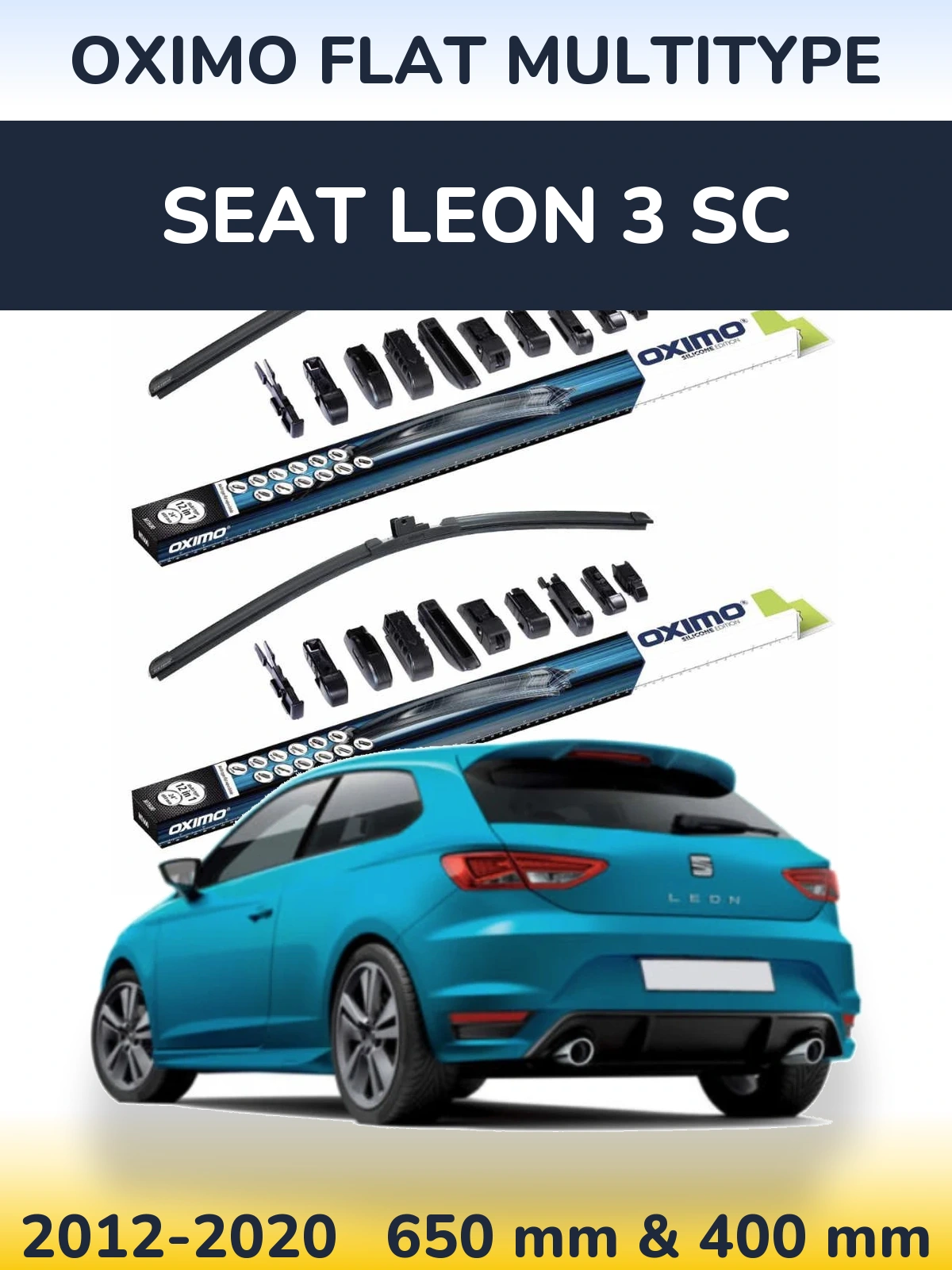 Front wiper blade set Oximo Flat MultiTipoe 650 & 400 mm for SEAT Leon 3 SC 2012-2020