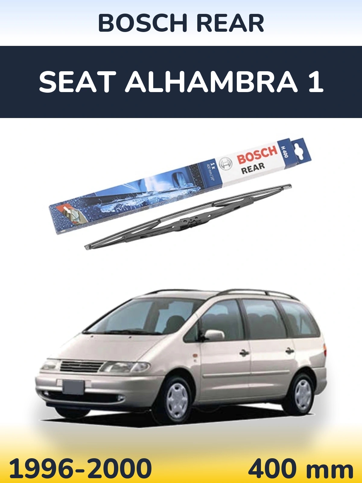 Rear wiper blade BOSCH Rear 400 mm for SEAT Alhambra 1 1996-2000