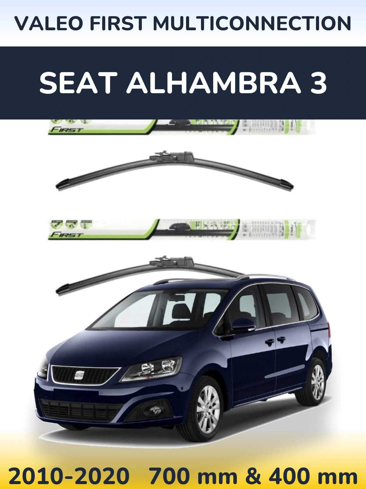 Комплект передних дворников Valeo First MultiConnection 700 & 400 мм для SEAT Alhambra 3 2010-2020