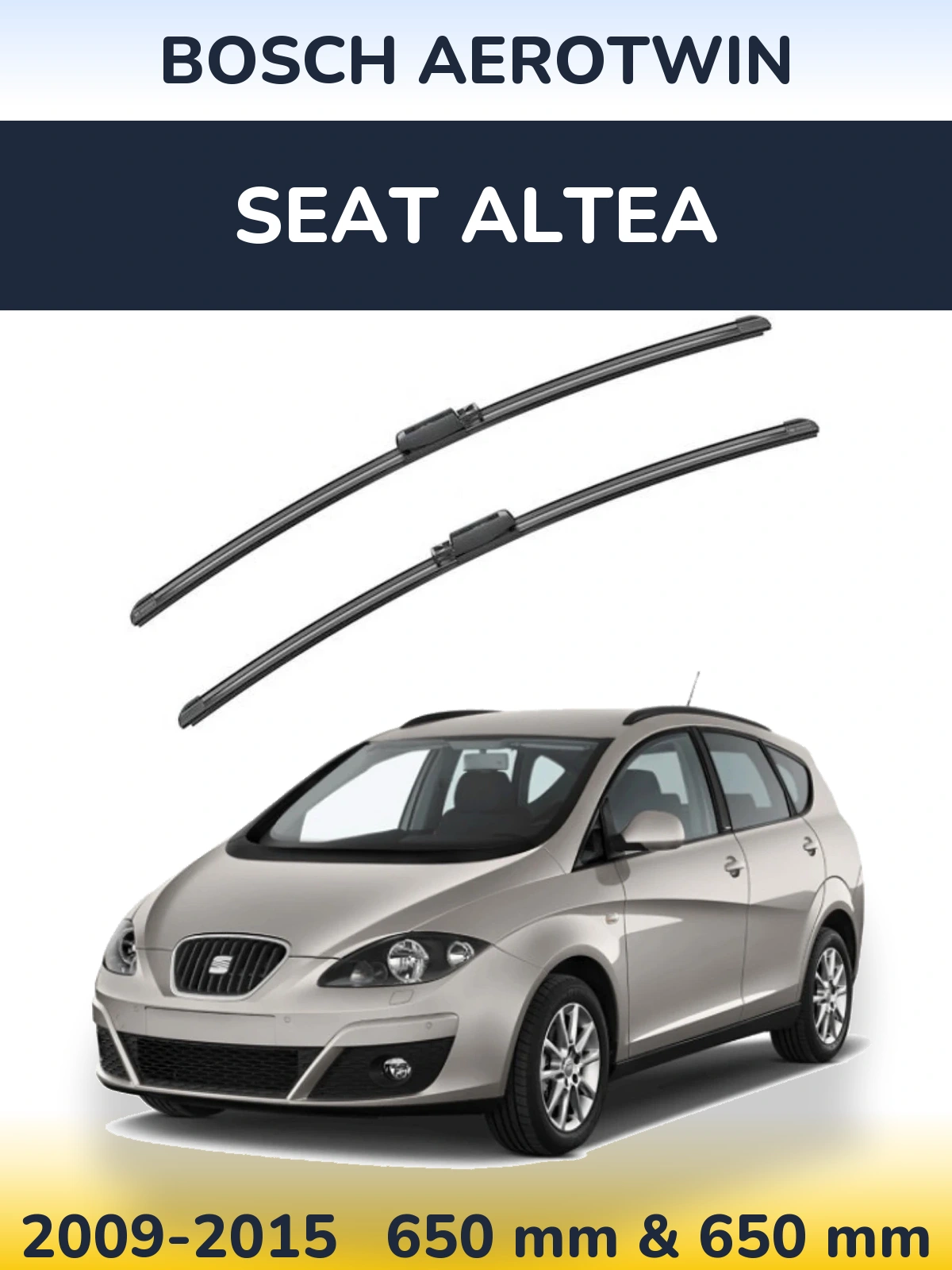 Комплект передніх щіток BOSCH AeroTwin 650 & 650 мм для SEAT Altea 2009-2015