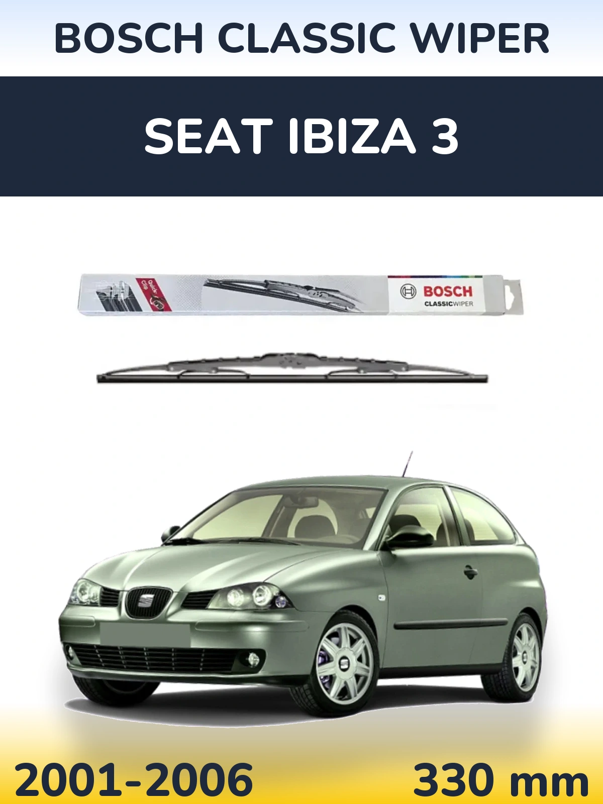 Rear wiper blade BOSCH Classic Wiper 340 mm for SEAT Ibiza 3 2001-2006