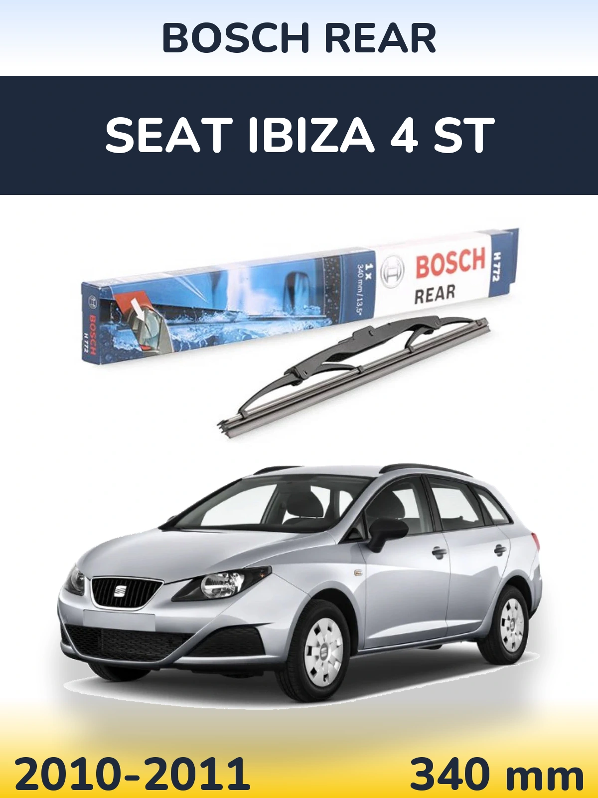 Rear wiper blade BOSCH Rear 340 mm for SEAT Ibiza 4 ST 2010-2011