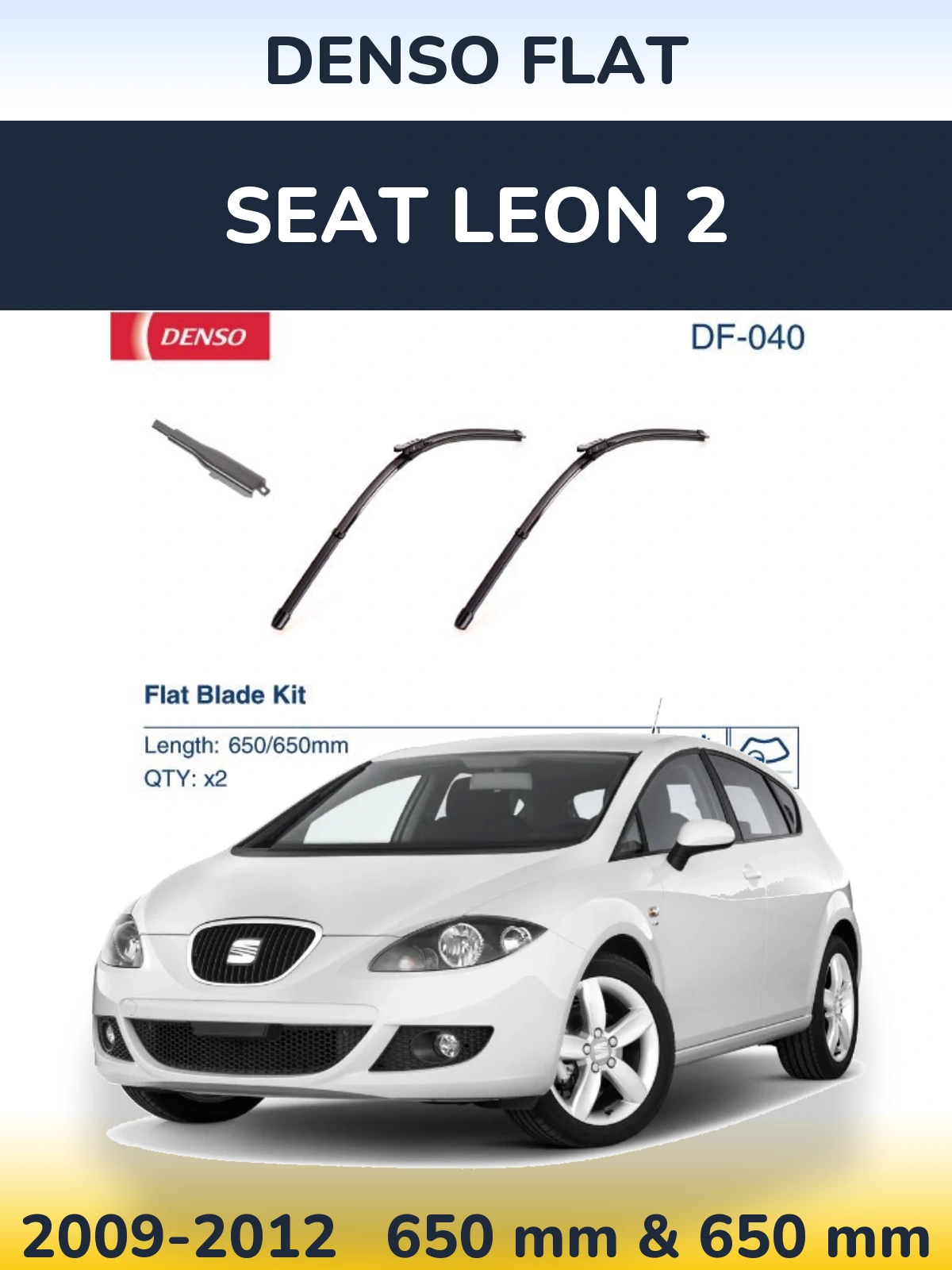 Комплект передних дворников Denso Flat 650 & 650 мм для SEAT Leon 2 2009-2012