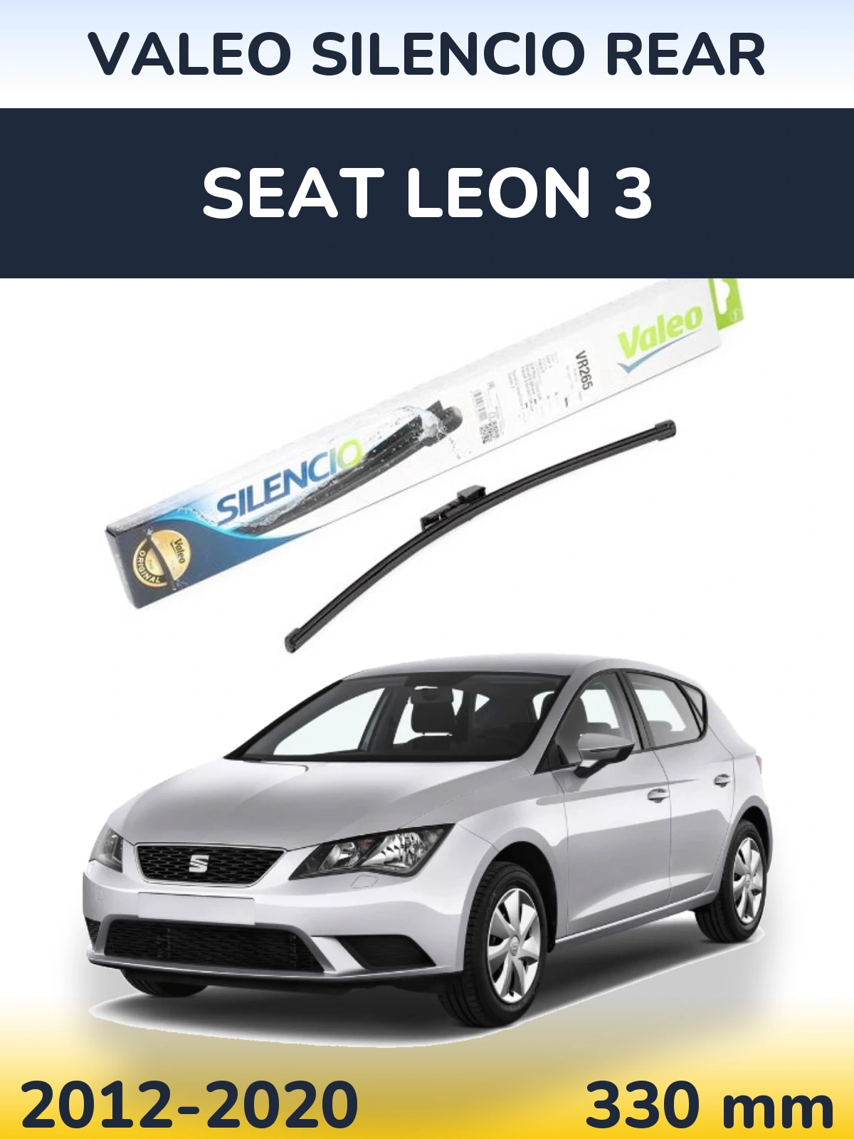 Rear wiper blade Valeo Silencio Rear 335 mm for SEAT Leon 3 2012-2020