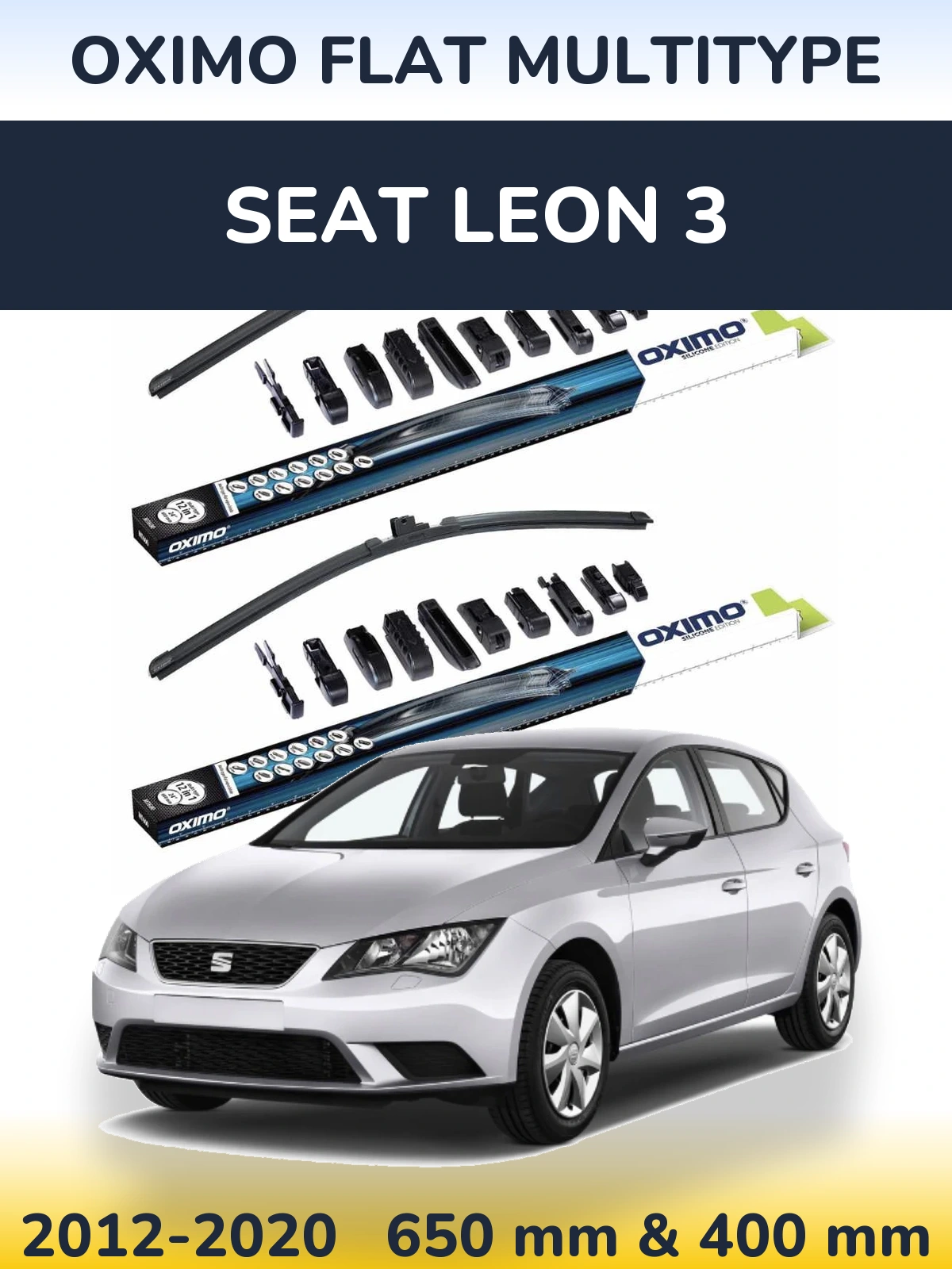 Front wiper blade set Oximo Flat MultiTipoe 650 & 400 mm for SEAT Leon 3 2012-2020