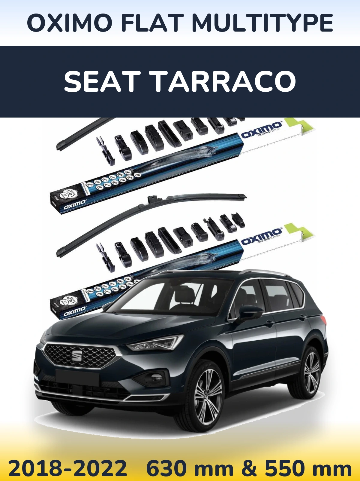 Front wiper blade set Oximo Flat MultiTipoe 600 & 550 mm for SEAT Tarraco 2018-2022