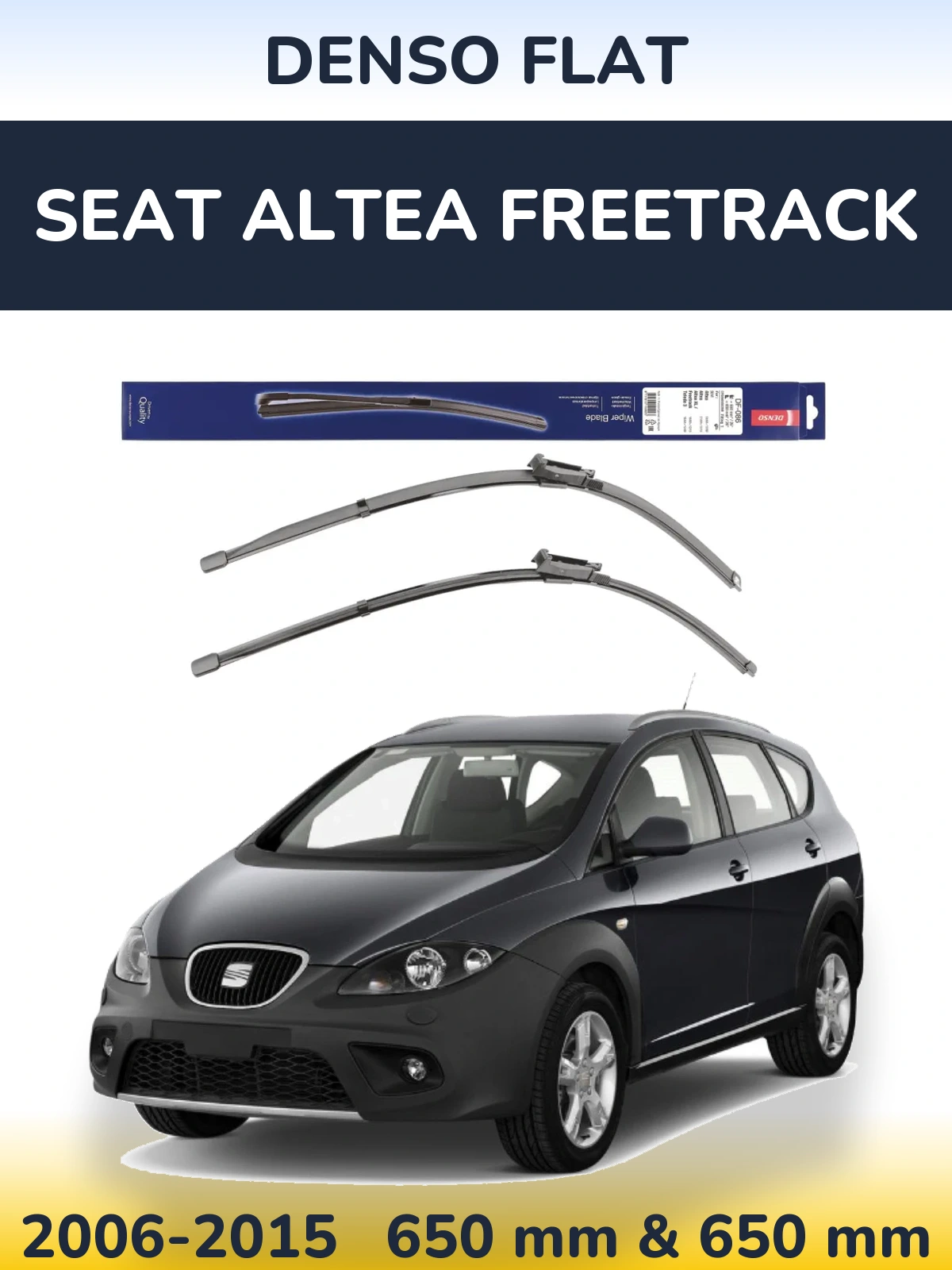Front wiper blade set Denso Flat 650 & 650 mm for SEAT Altea Freetrack 2006-2015