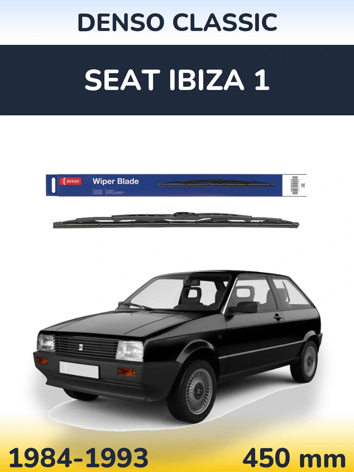 Rear wiper blade Denso Classic 450 mm for SEAT Ibiza 1 1984-1993