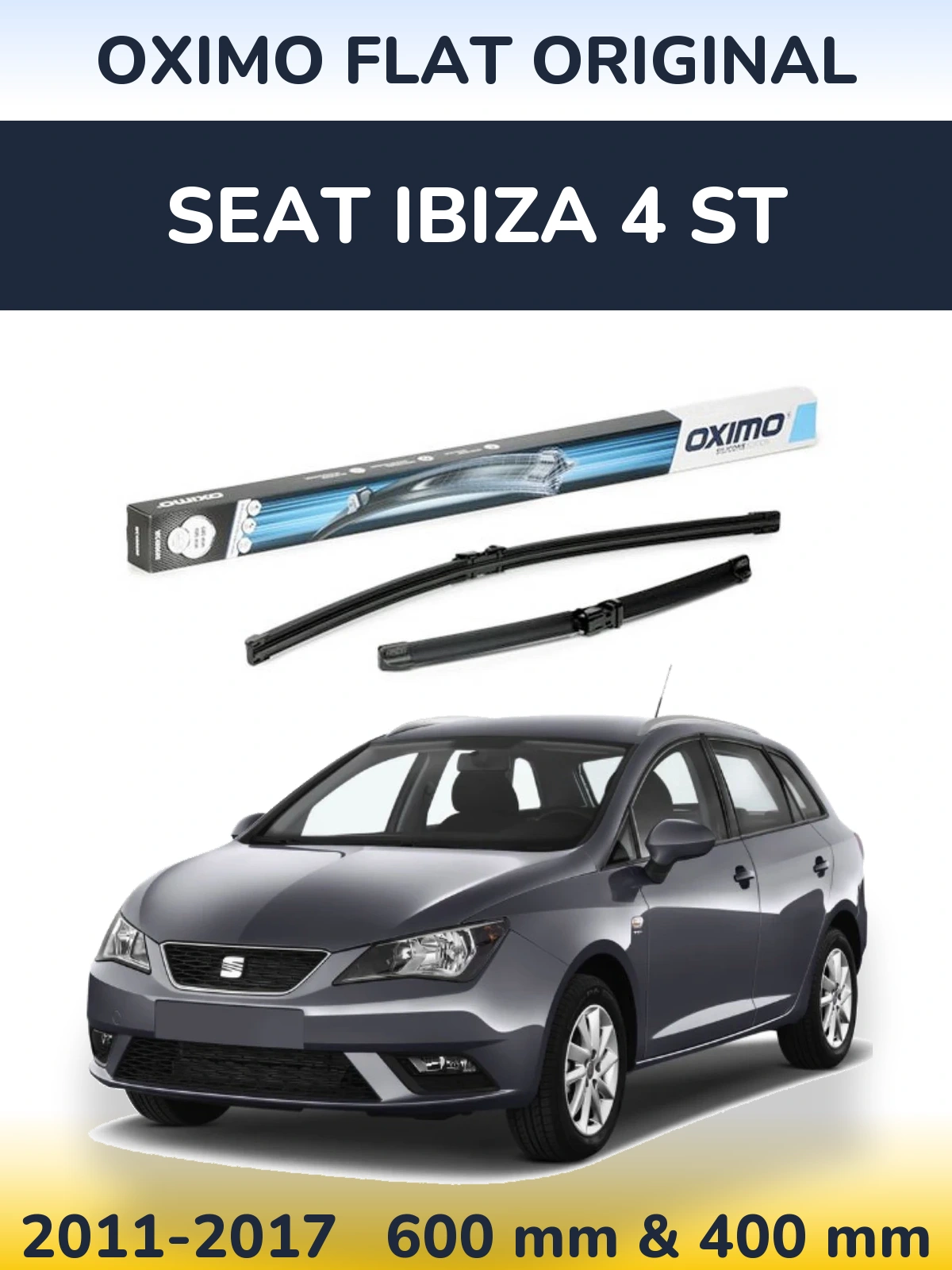 Front wiper blade set Oximo Flat Original 600 & 400 mm for SEAT Ibiza 4 ST 2011-2017