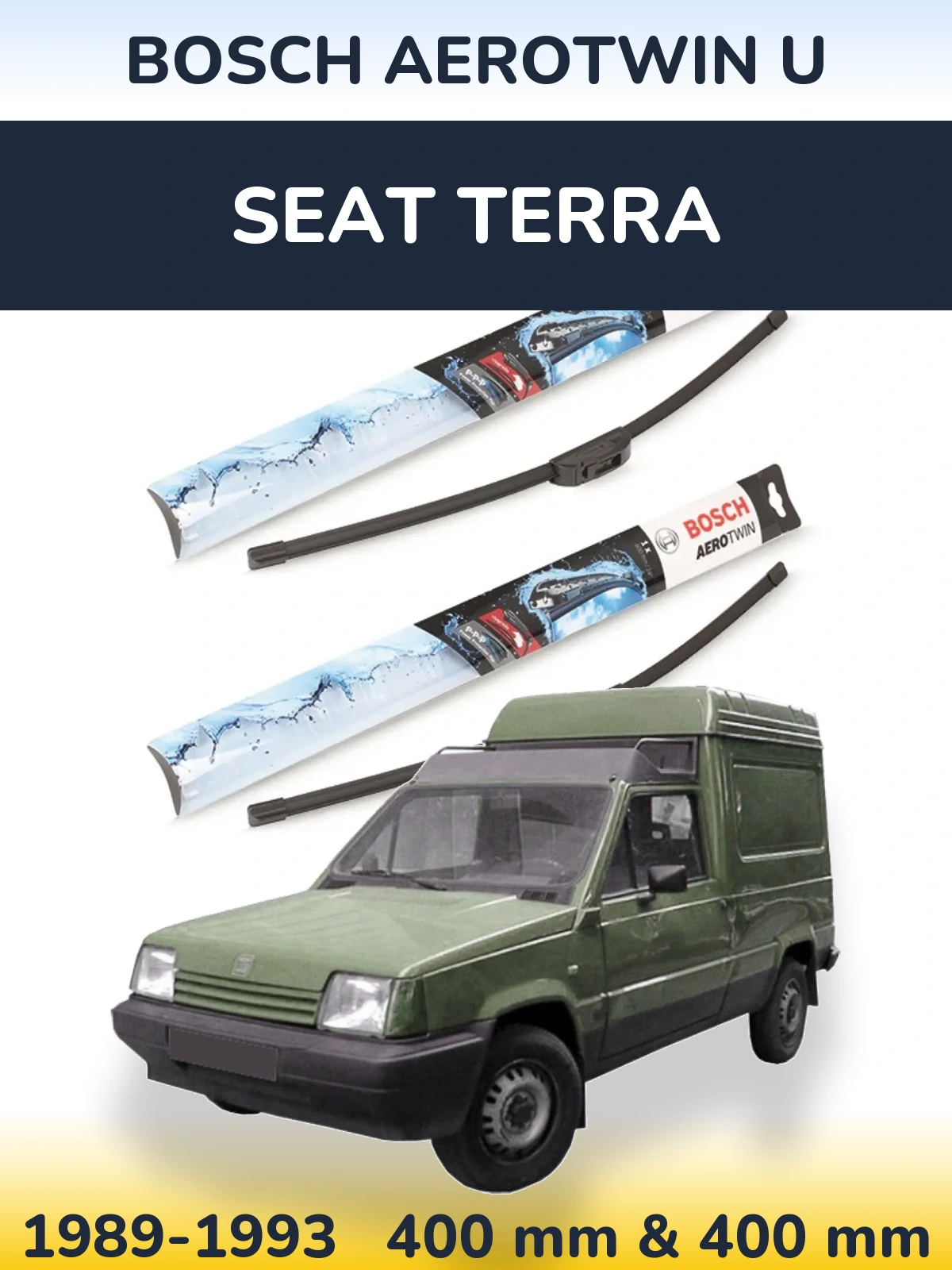Front wiper blade set BOSCH AeroTwin U 400 & 400 mm for SEAT Terra 1989-1993