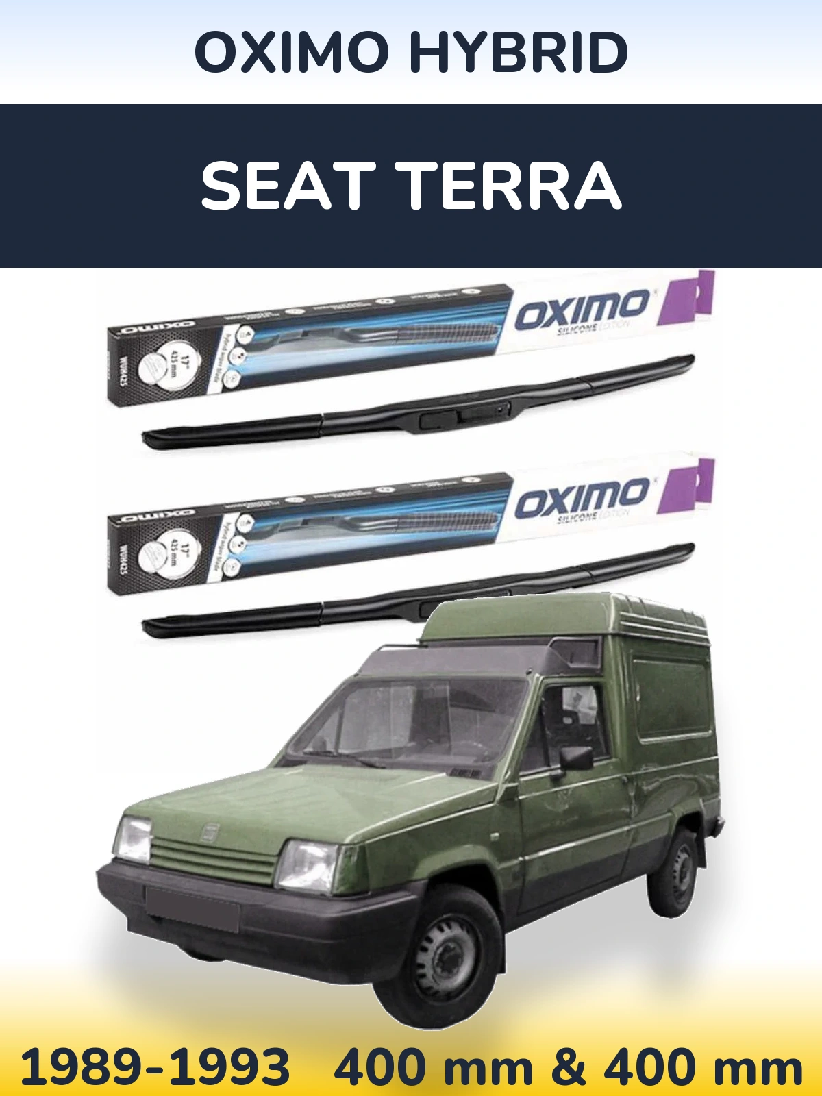 Front wiper blade set Oximo Hybrid 400 & 400 mm for SEAT Terra 1989-1993