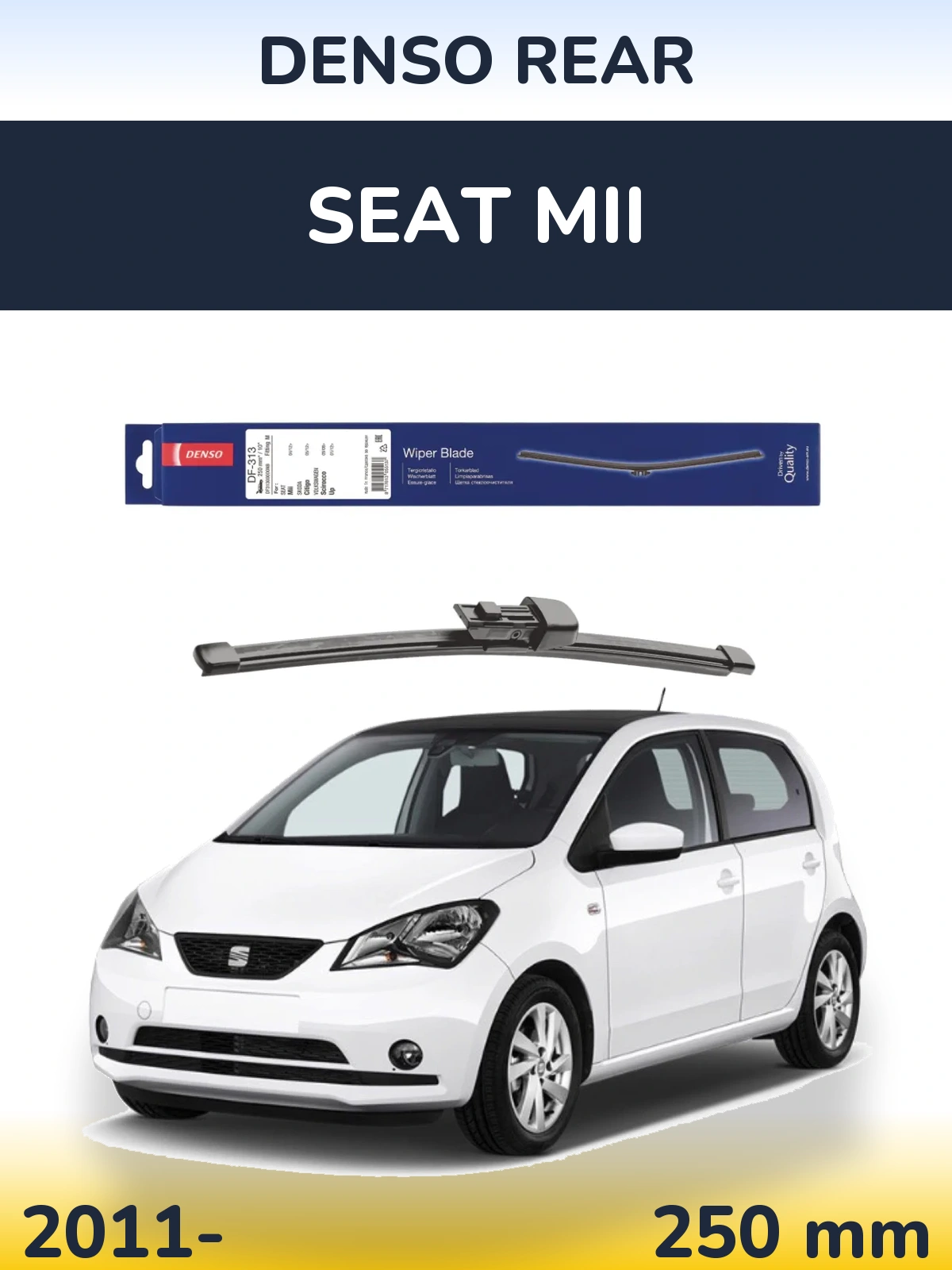 Rear wiper blade Denso Rear 250 mm for SEAT Mii 2011-2026