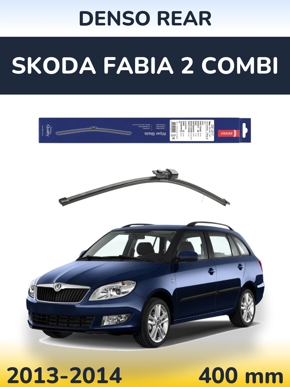 Rear wiper blade Denso Rear 400 mm for Skoda Fabia 2 Combi 2013-2014