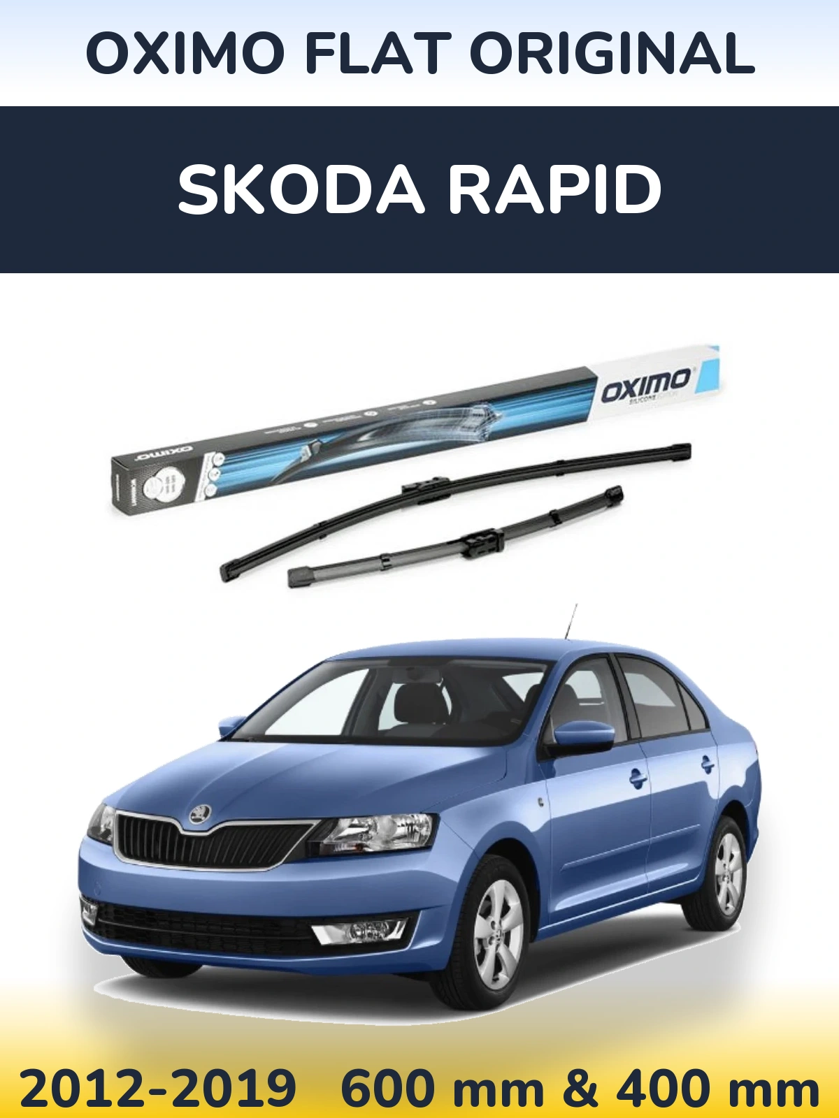 Front wiper blade set Oximo Flat Original 600 & 400 mm for Skoda Rapid 2012-2019