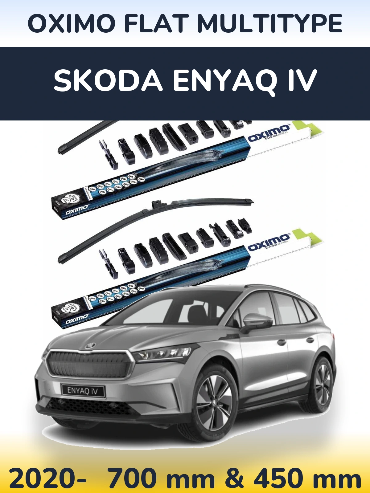 Front wiper blade set Oximo Flat MultiTipoe 700 & 450 mm for Skoda Enyaq iV 2020-2026