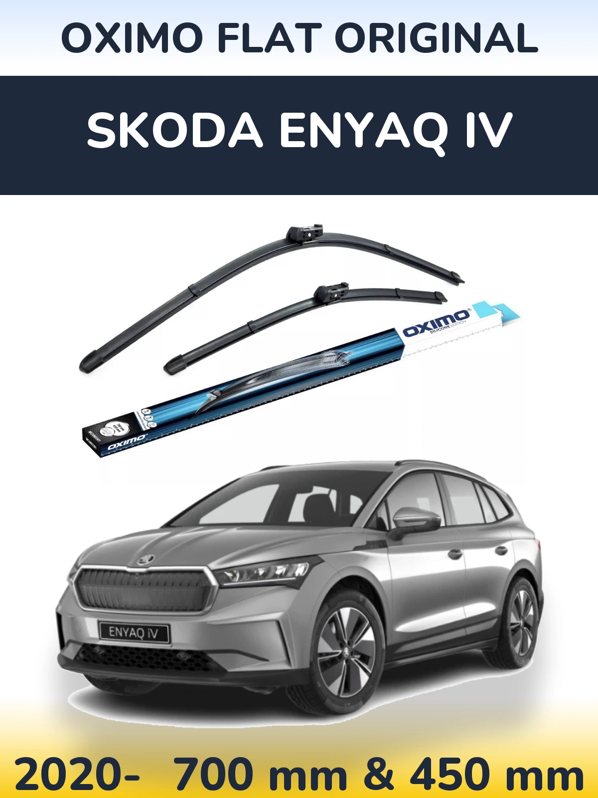 Комплект передніх щіток Oximo Flat Original 700 & 450 мм для Skoda Enyaq iV 2020-2026