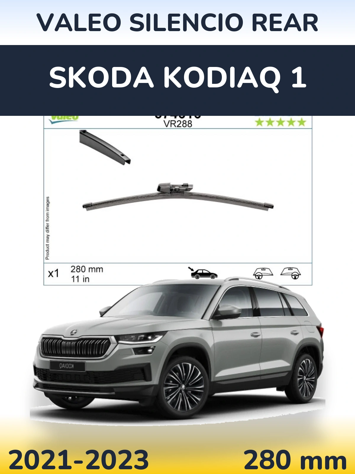 Rear wiper blade Valeo Silencio Rear 280 mm for Skoda Kodiaq 1 2021-2023