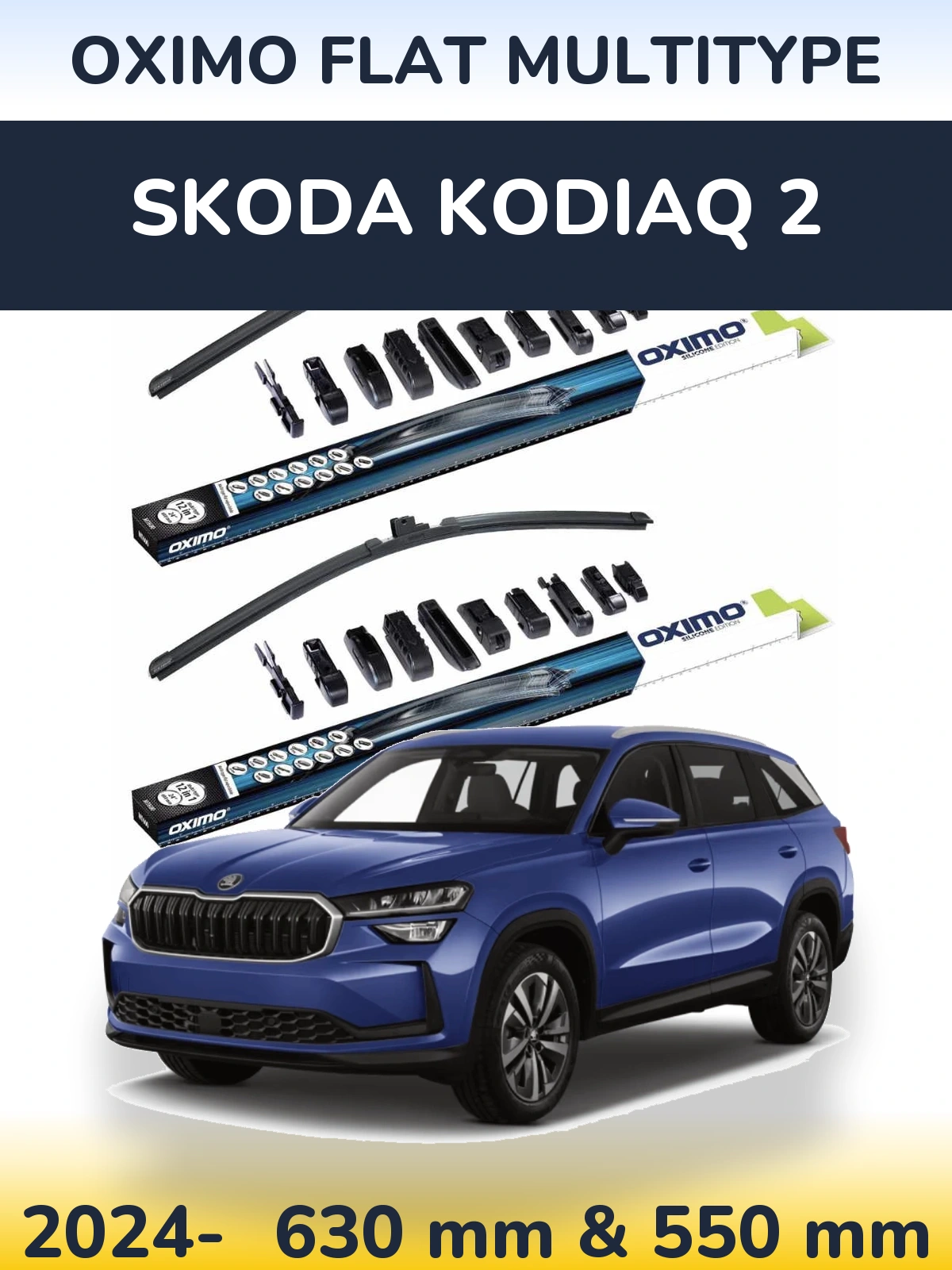 Front wiper blade set Oximo Flat MultiTipoe 600 & 550 mm for Skoda Kodiaq 2 2024-2026