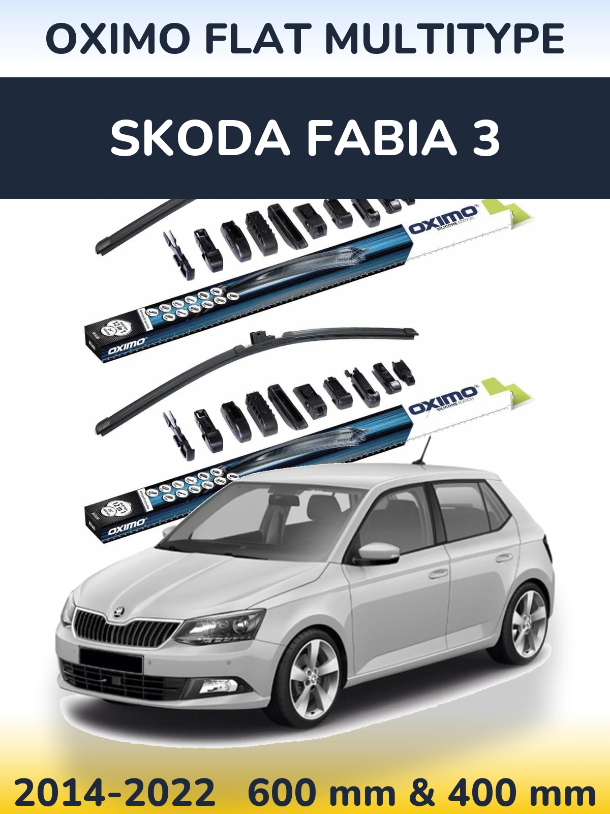 Front wiper blade set Oximo Flat MultiTipoe 600 & 400 mm for Skoda Fabia 3 2014-2022