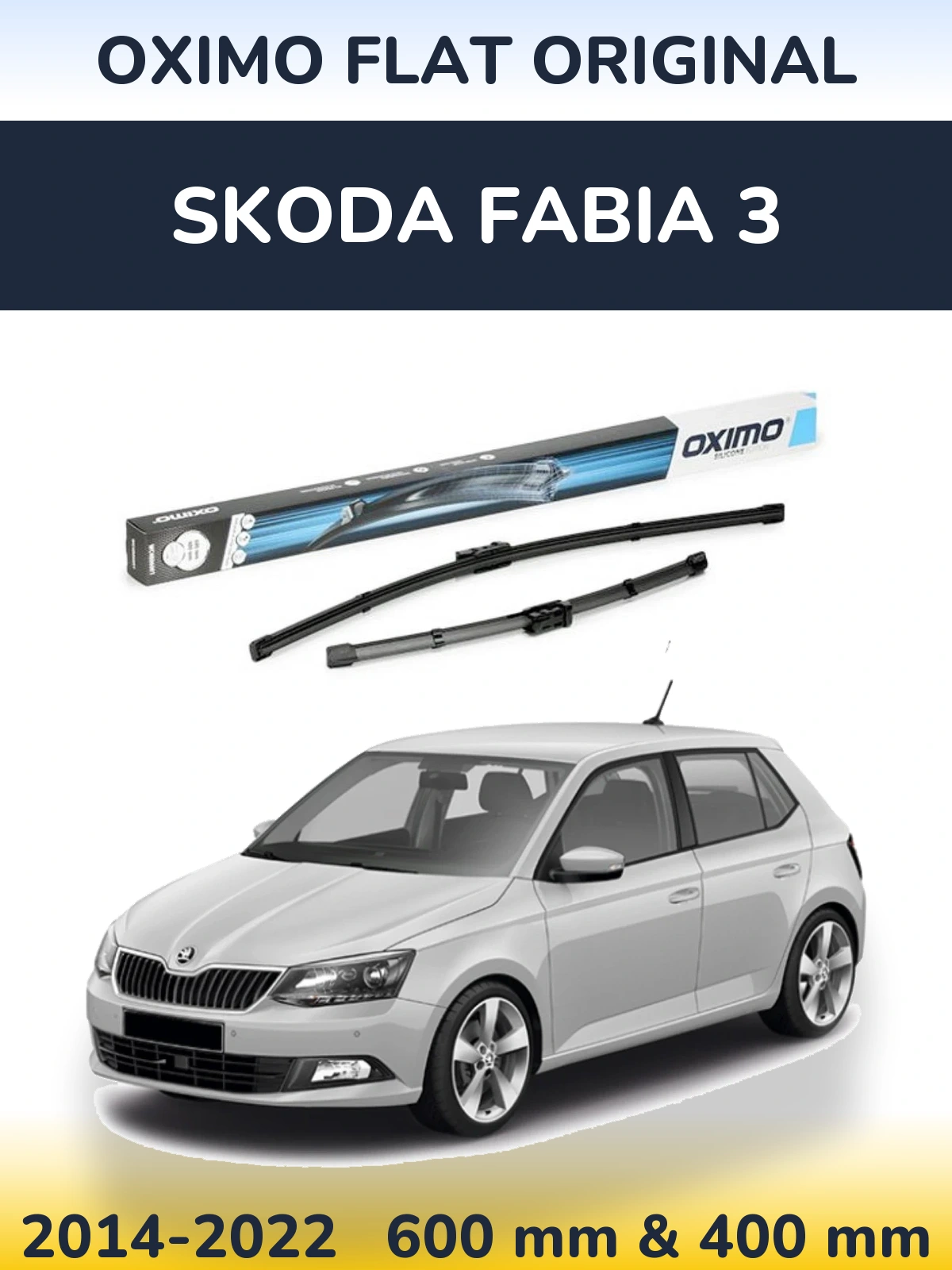Front wiper blade set Oximo Flat Original 600 & 400 mm for Skoda Fabia 3 2014-2022