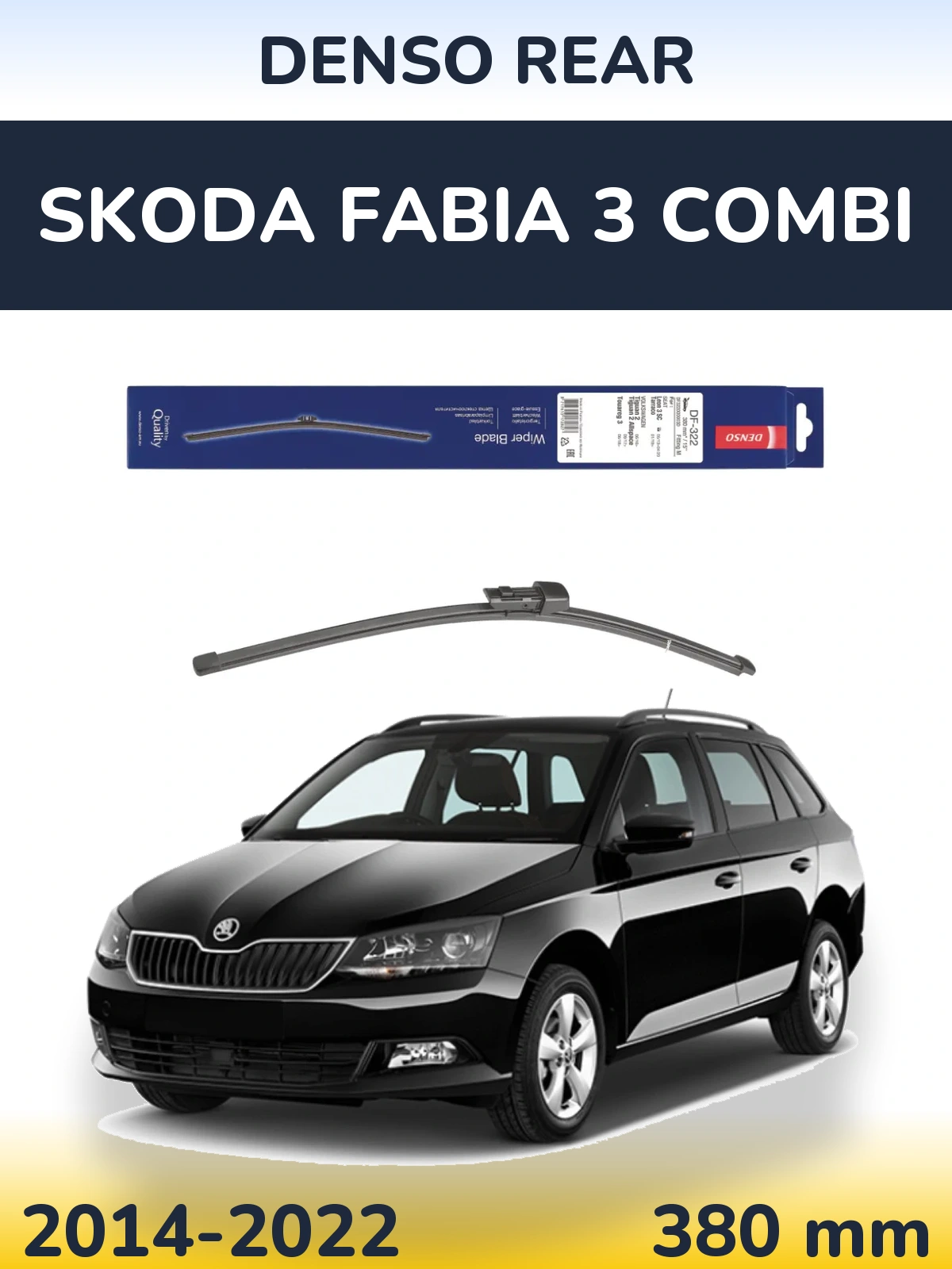 Rear wiper blade Denso Rear 380 mm for Skoda Fabia 3 Combi 2014-2022