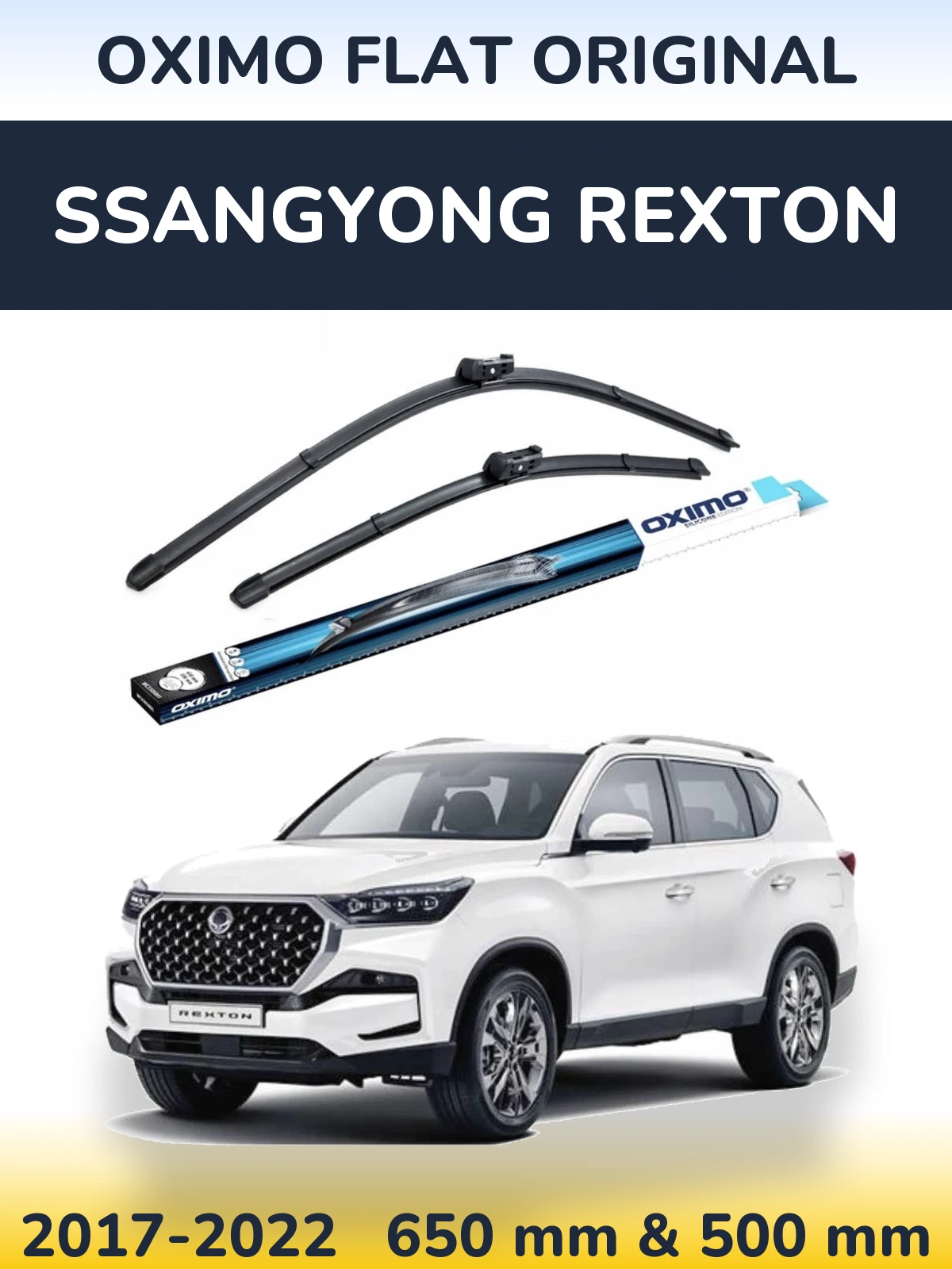 Комплект передніх щіток Oximo Flat Original 650 & 500 мм для SsangYong Rexton 2017-2022