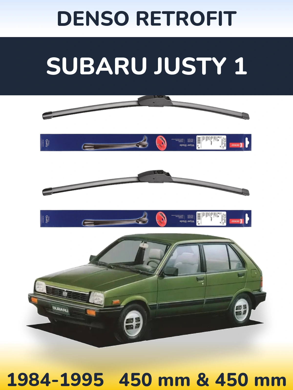 Комплект передніх щіток Denso Retrofit 450 & 450 мм для Subaru Justy 1 1984-1995