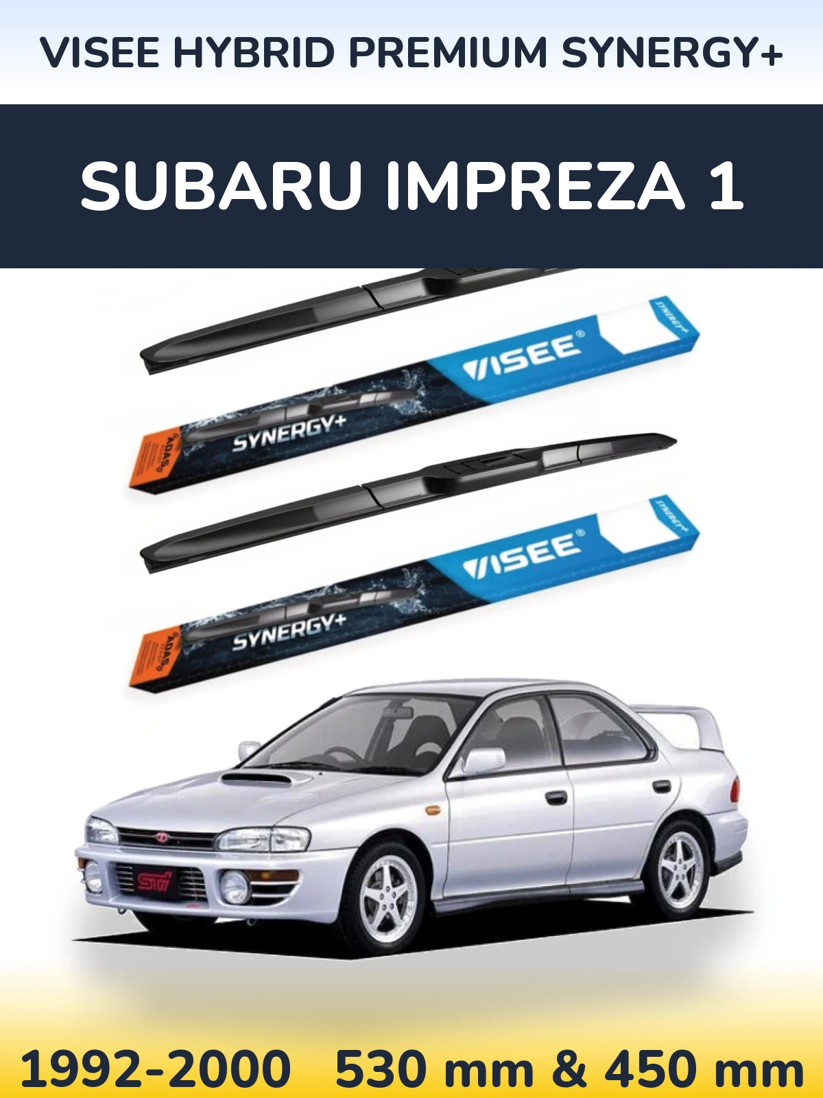 Комплект передних дворников VISEE HYBRID PREMIUM SYNERGY+ 530 & 450 мм для Subaru Impreza 1 1992-2000