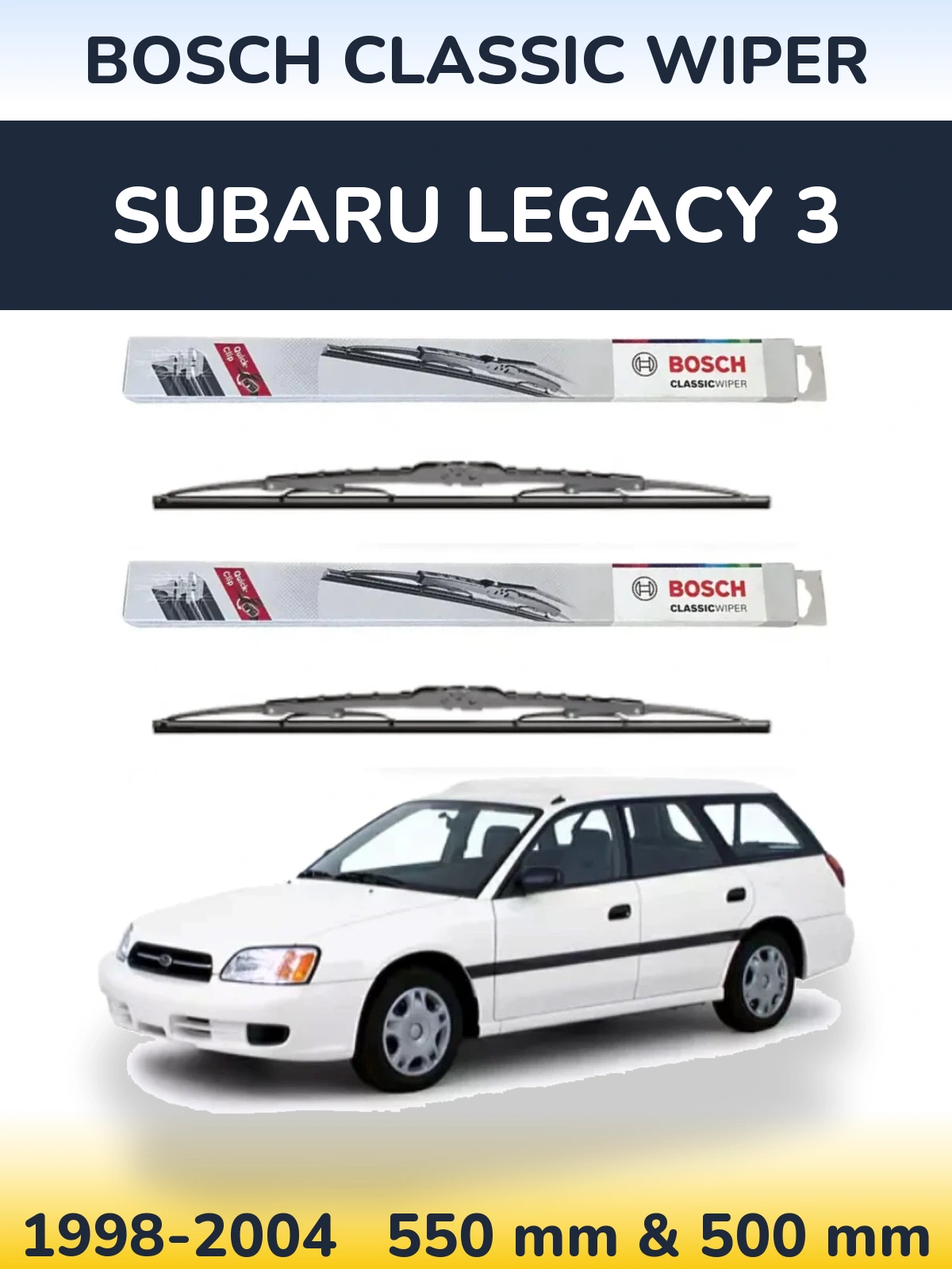 Комплект передних дворников BOSCH Classic Wiper 550 & 500 мм для Subaru Legacy 3 1998-2004