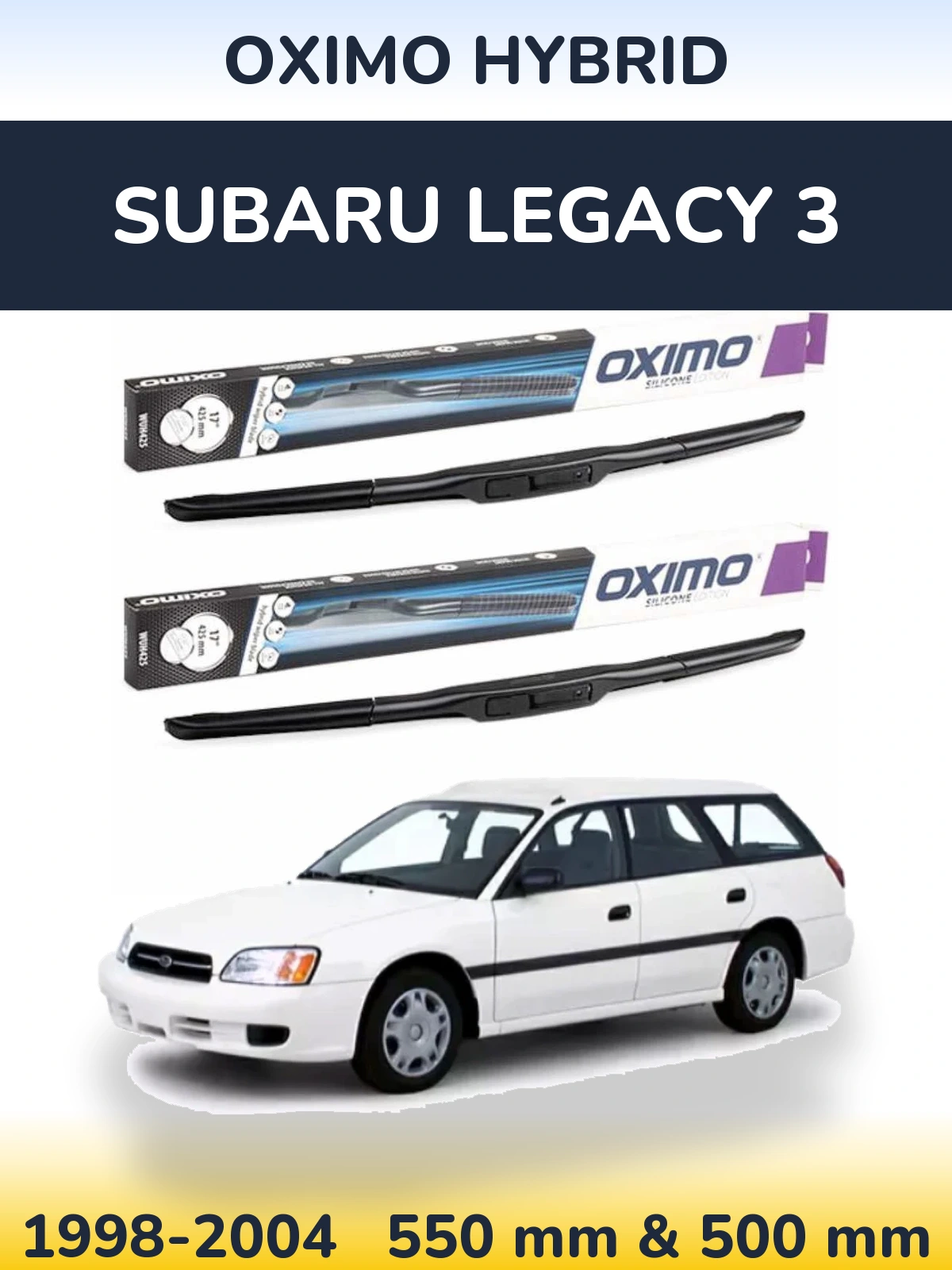 Комплект передних дворников Oximo Hybrid 550 & 500 мм для Subaru Legacy 3 1998-2004