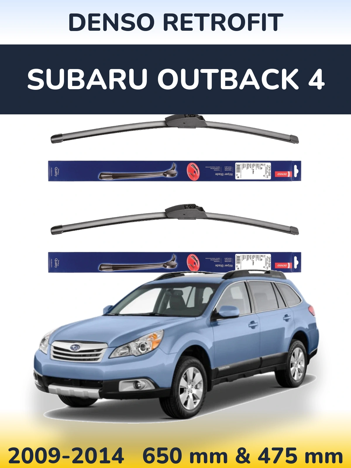 Комплект передніх щіток Denso Retrofit 650 & 475 мм для Subaru Outback 4 2009-2014