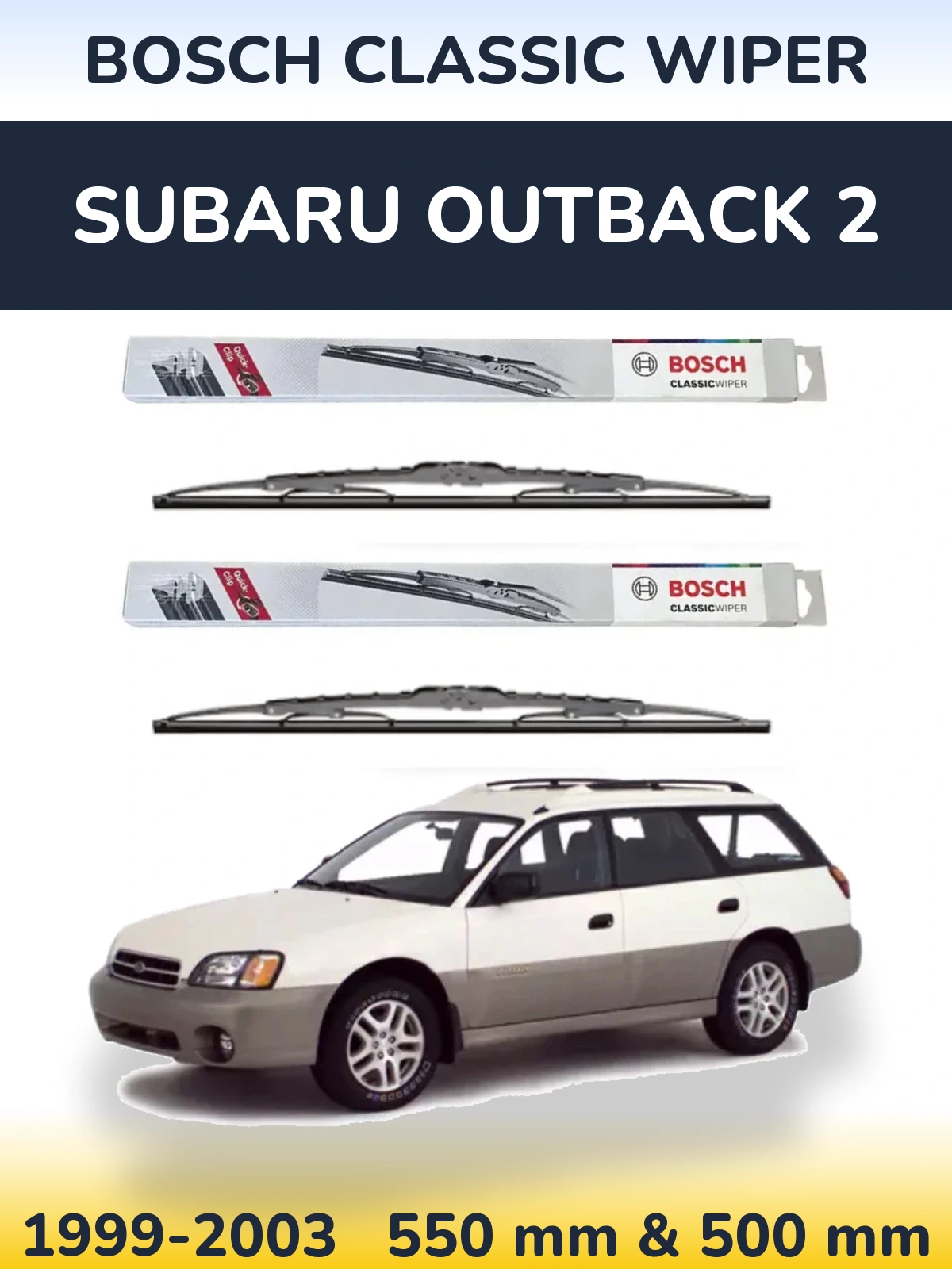 Комплект передних дворников BOSCH Classic Wiper 550 & 500 мм для Subaru Outback 2 1999-2003