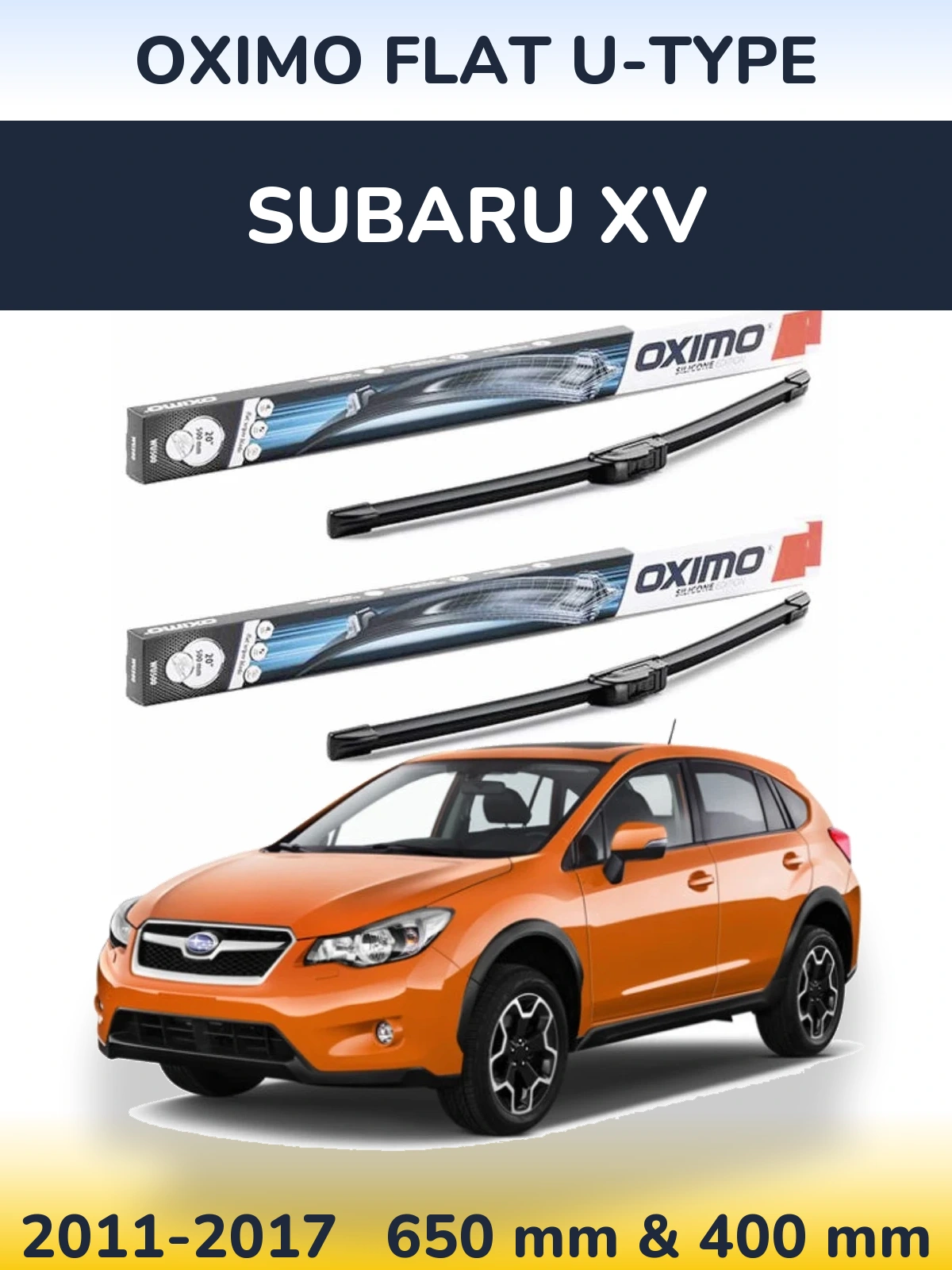 Комплект передних дворников Oximo Flat U-type 650 & 400 мм для Subaru XV 2011-2017