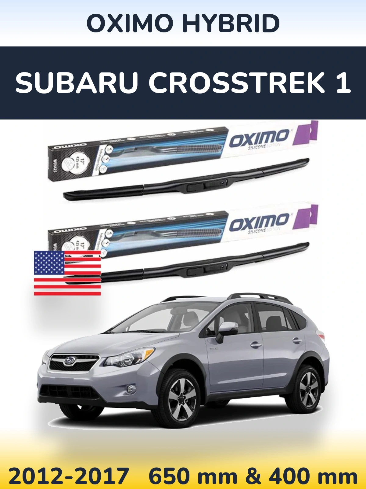 Комплект передних дворников Oximo Hybrid 650 & 400 мм для Subaru Crosstrek 1 2012-2017