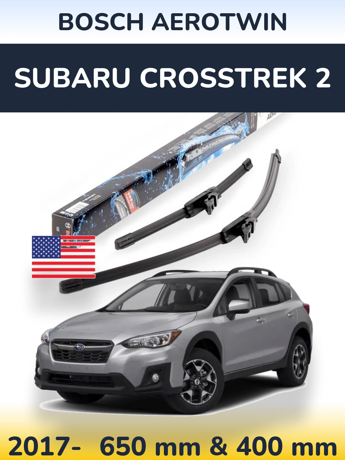 Front wiper blade set BOSCH AeroTwin 650 & 400 mm for Subaru Crosstrek 2 2017-2026