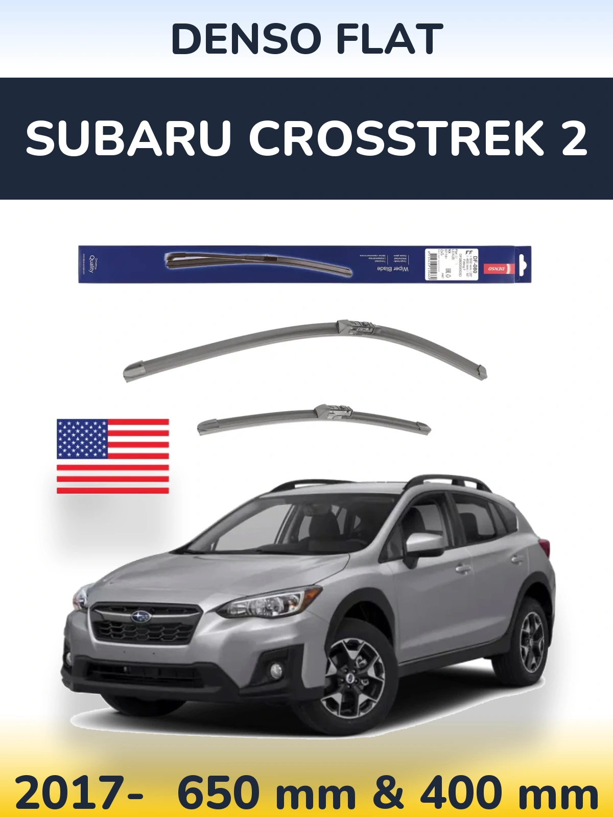Комплект передніх щіток Denso Flat 650 & 400 мм для Subaru Crosstrek 2 2017-2026