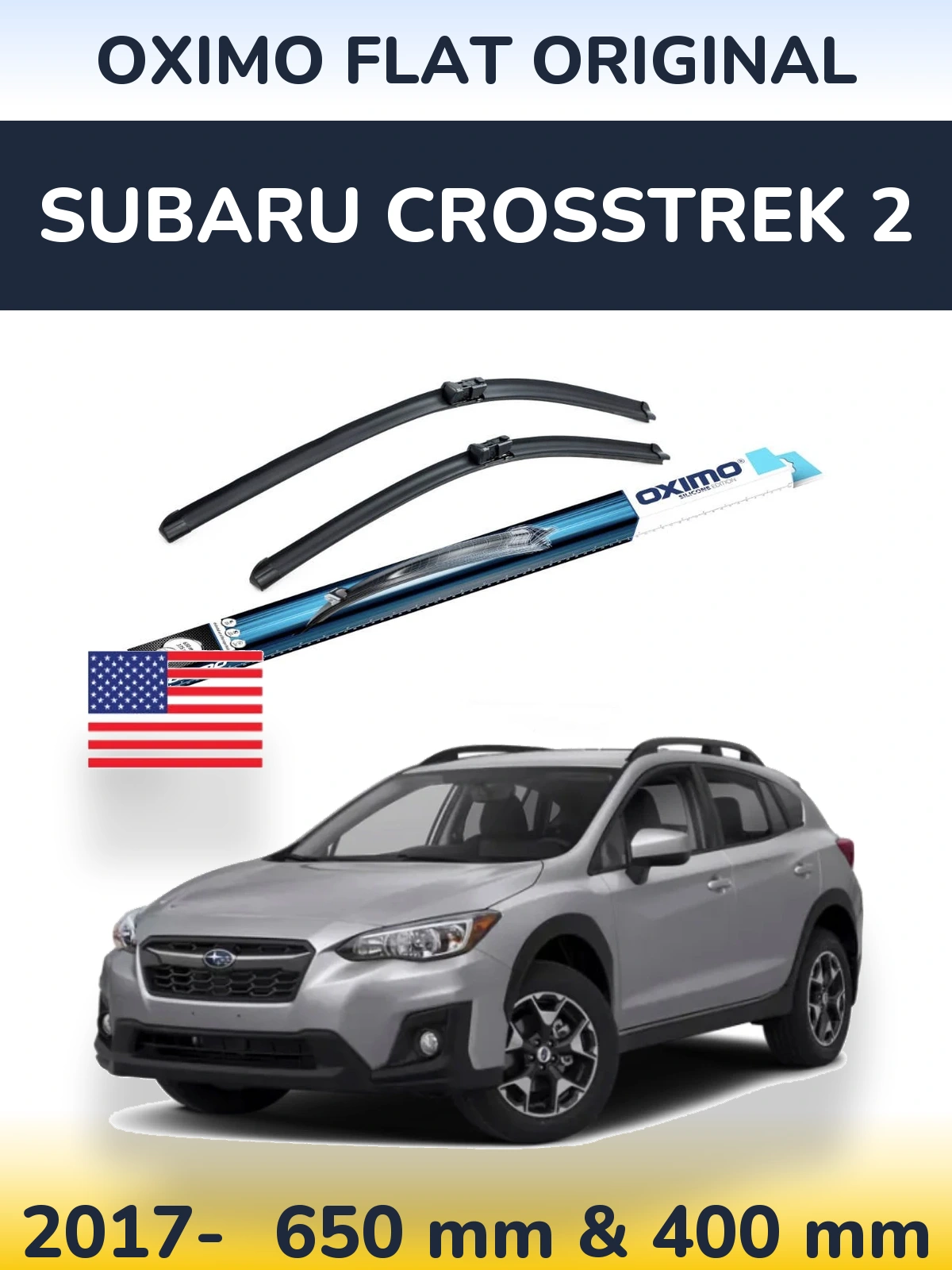 Комплект передніх щіток Oximo Flat Original 650 & 400 мм для Subaru Crosstrek 2 2017-2026