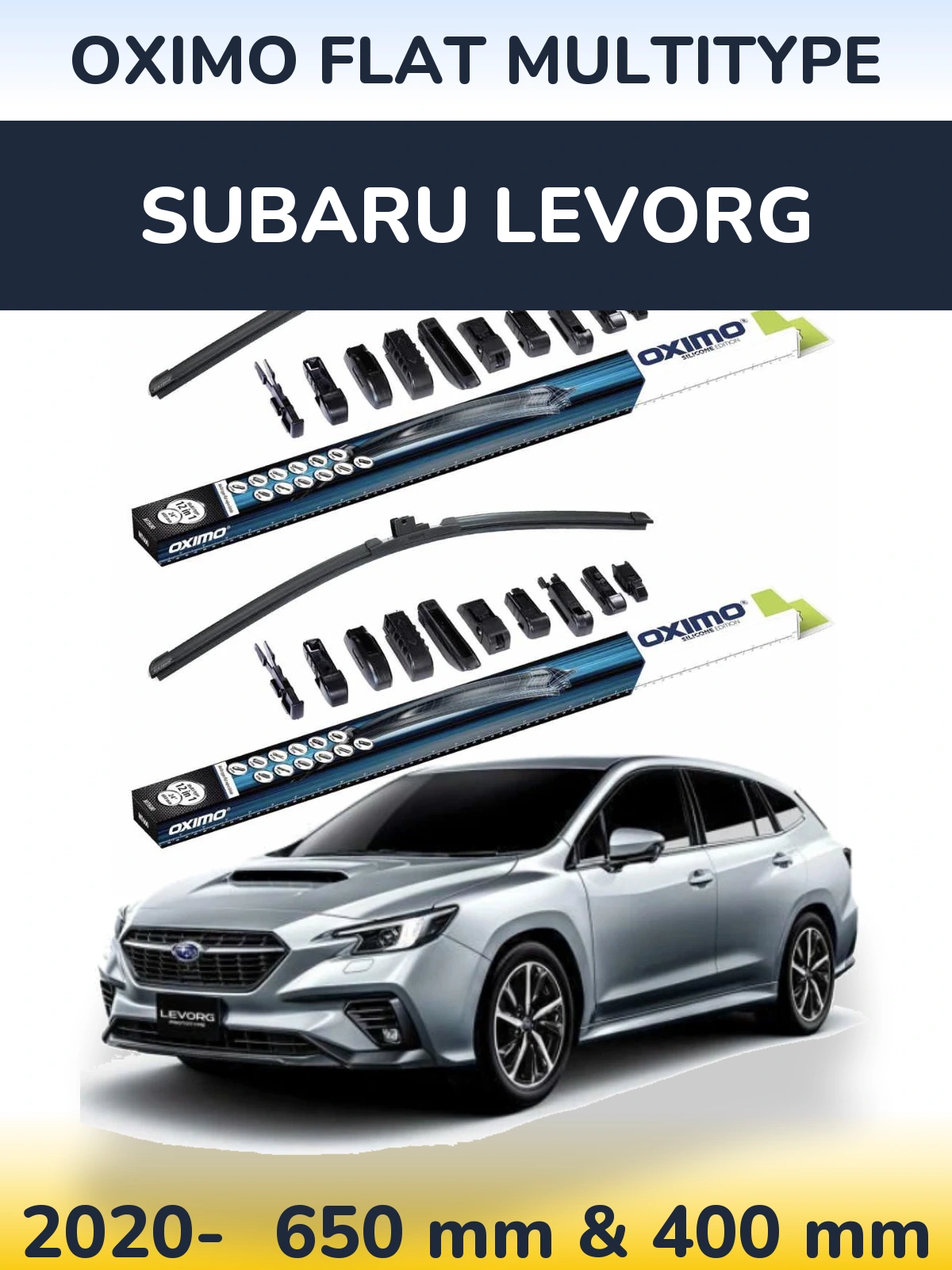 Front wiper blade set Oximo Flat MultiTipoe 650 & 400 mm for Subaru Levorg 2020-2026