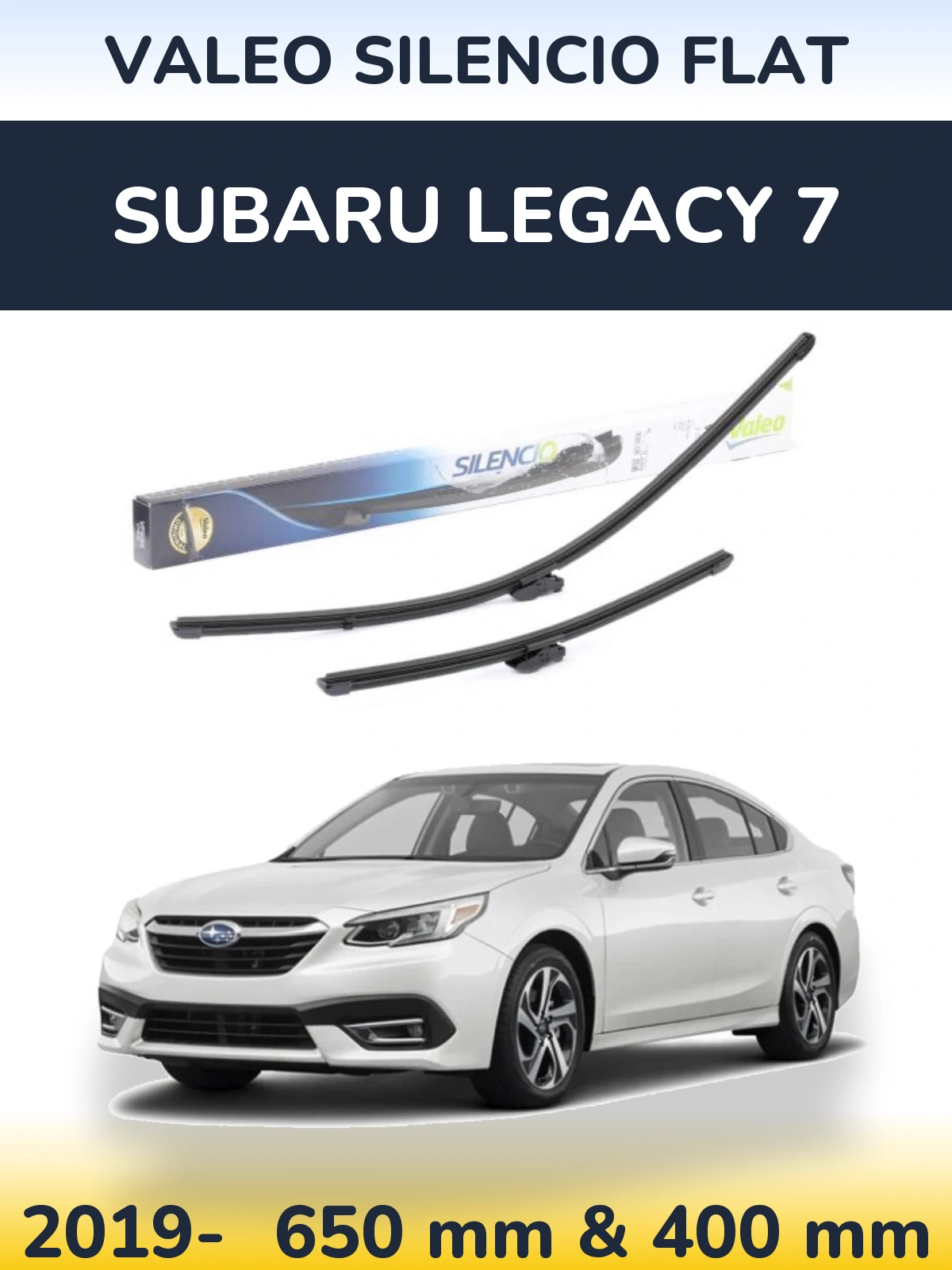 Комплект передних дворников Valeo Silencio Flat 650 & 400 мм для Subaru Legacy 7 2019-2026