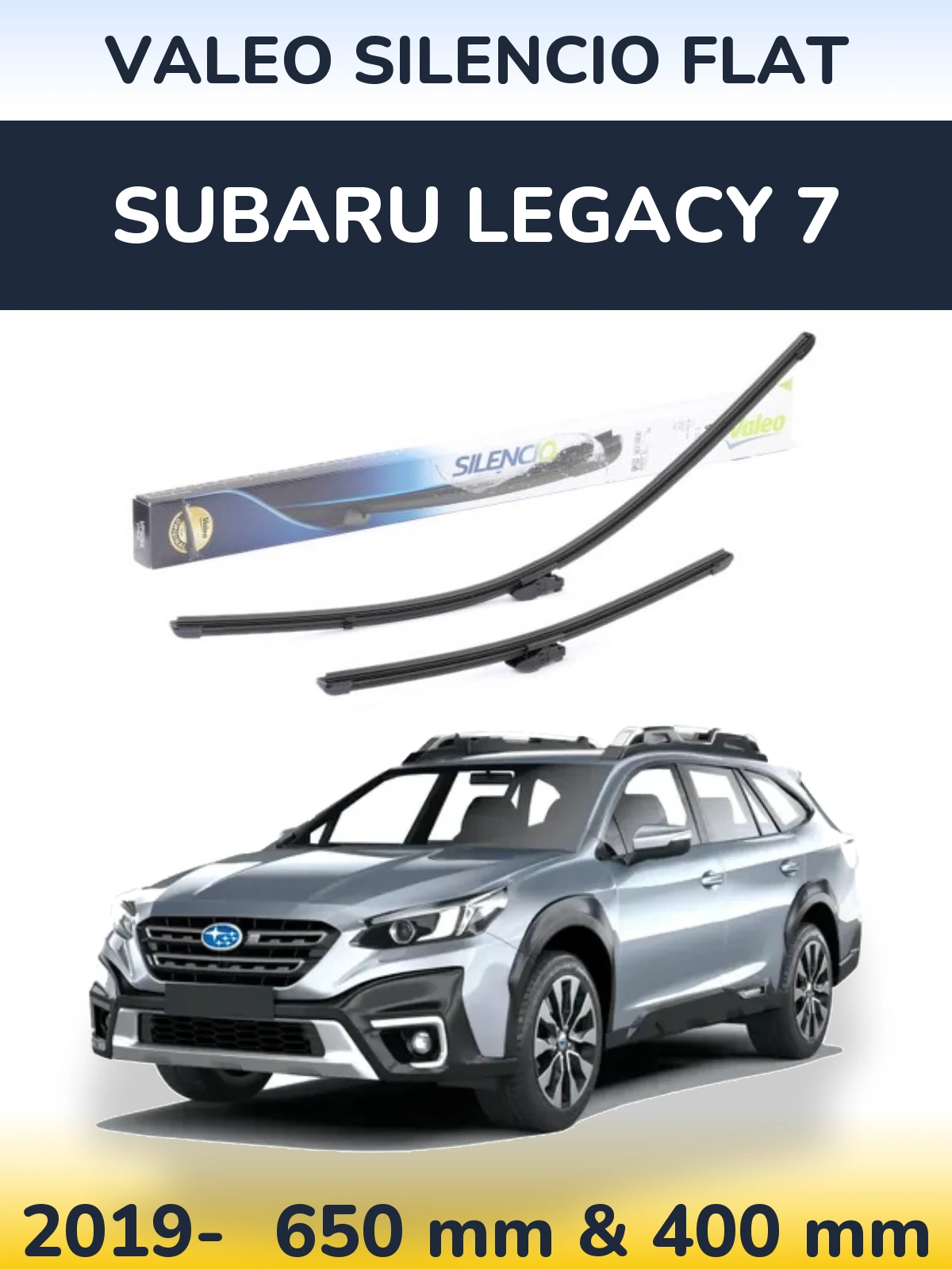 Front wiper blade set Valeo Silencio Flat 650 & 400 mm for Subaru Legacy 7 2019-2026
