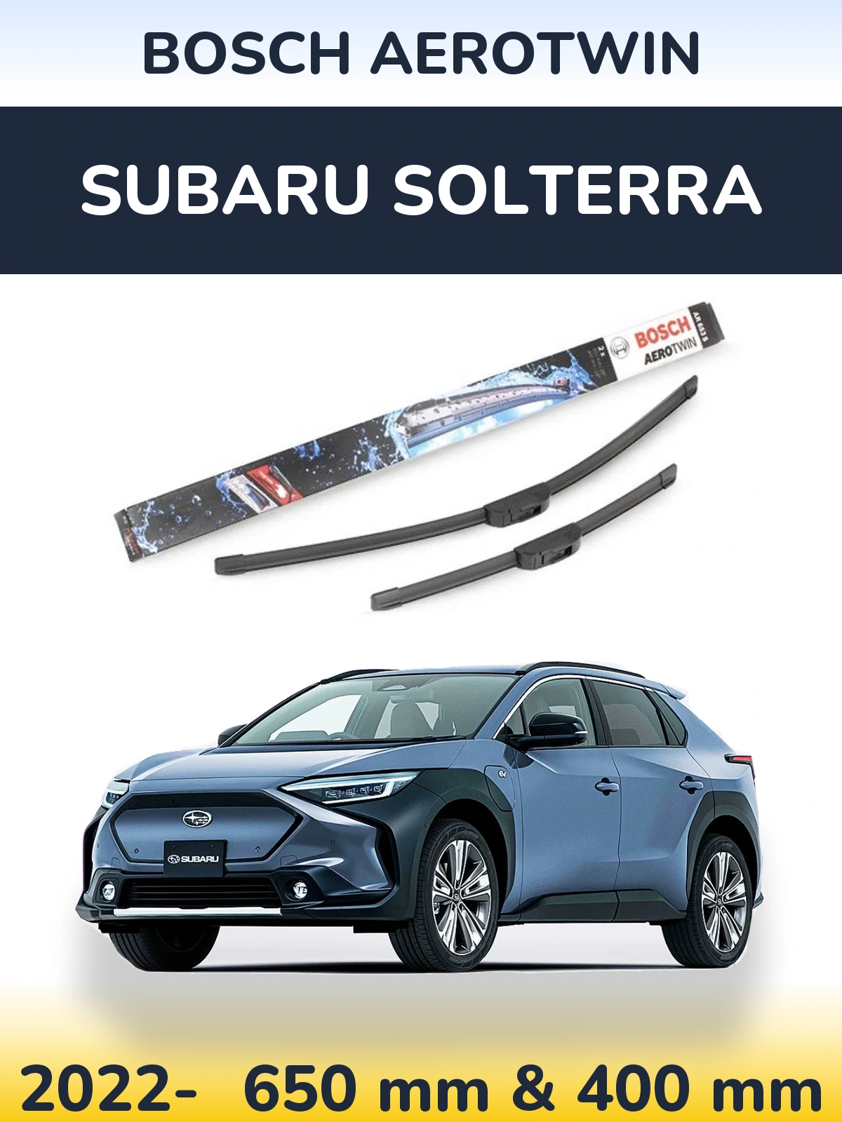 Комплект передніх щіток BOSCH AeroTwin 650 & 400 мм для Subaru Solterra 2022-2026