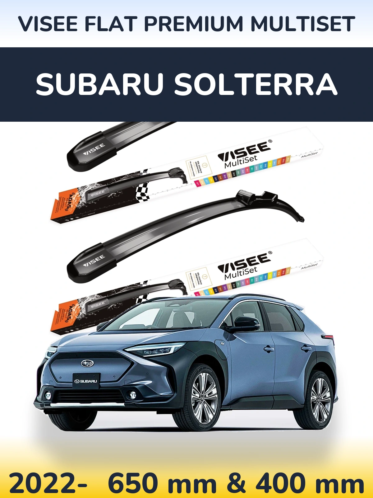 Front wiper blade set VISEE FLAT PREMIUM MultiSet 650 & 400 mm for Subaru Solterra 2022-2026
