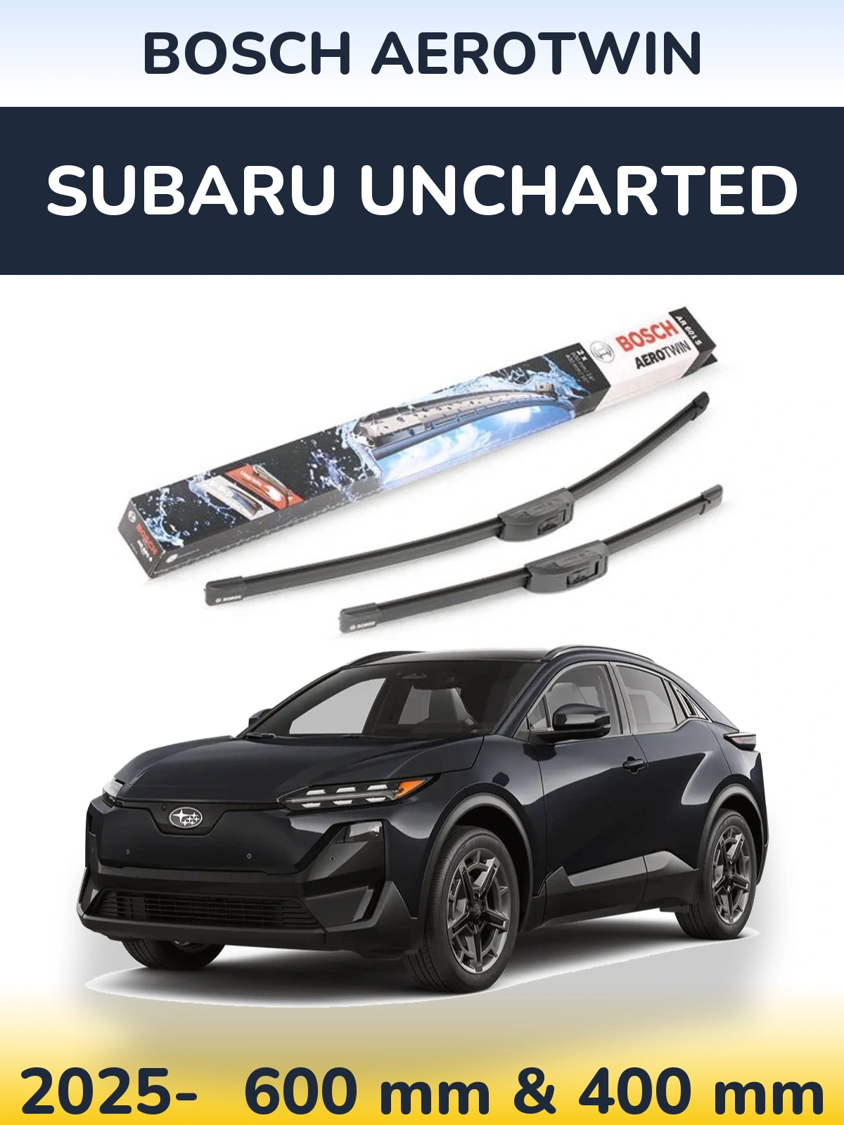 Front wiper blade set BOSCH AeroTwin 600 & 400 mm for Subaru Uncharted 2025-2026